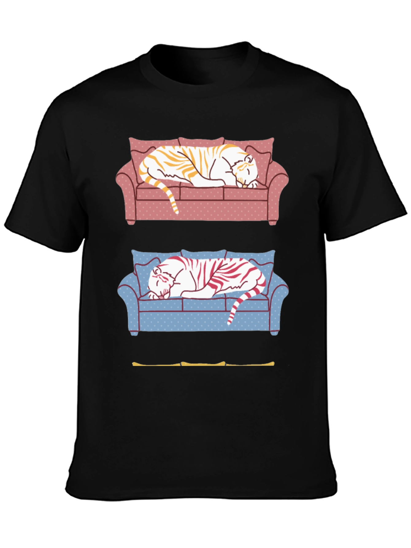 Black Tiger on Couch Graphic T-Shirt view 3