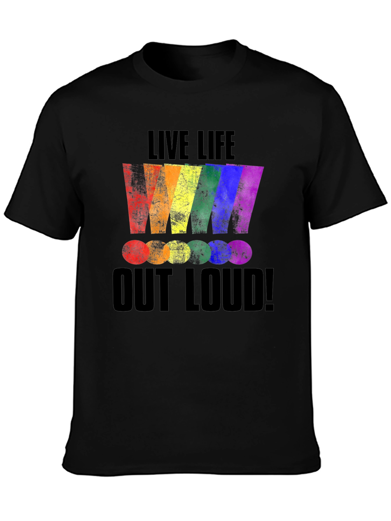 Black Live Life Out Loud Rainbow Graphic T-Shirt view 3