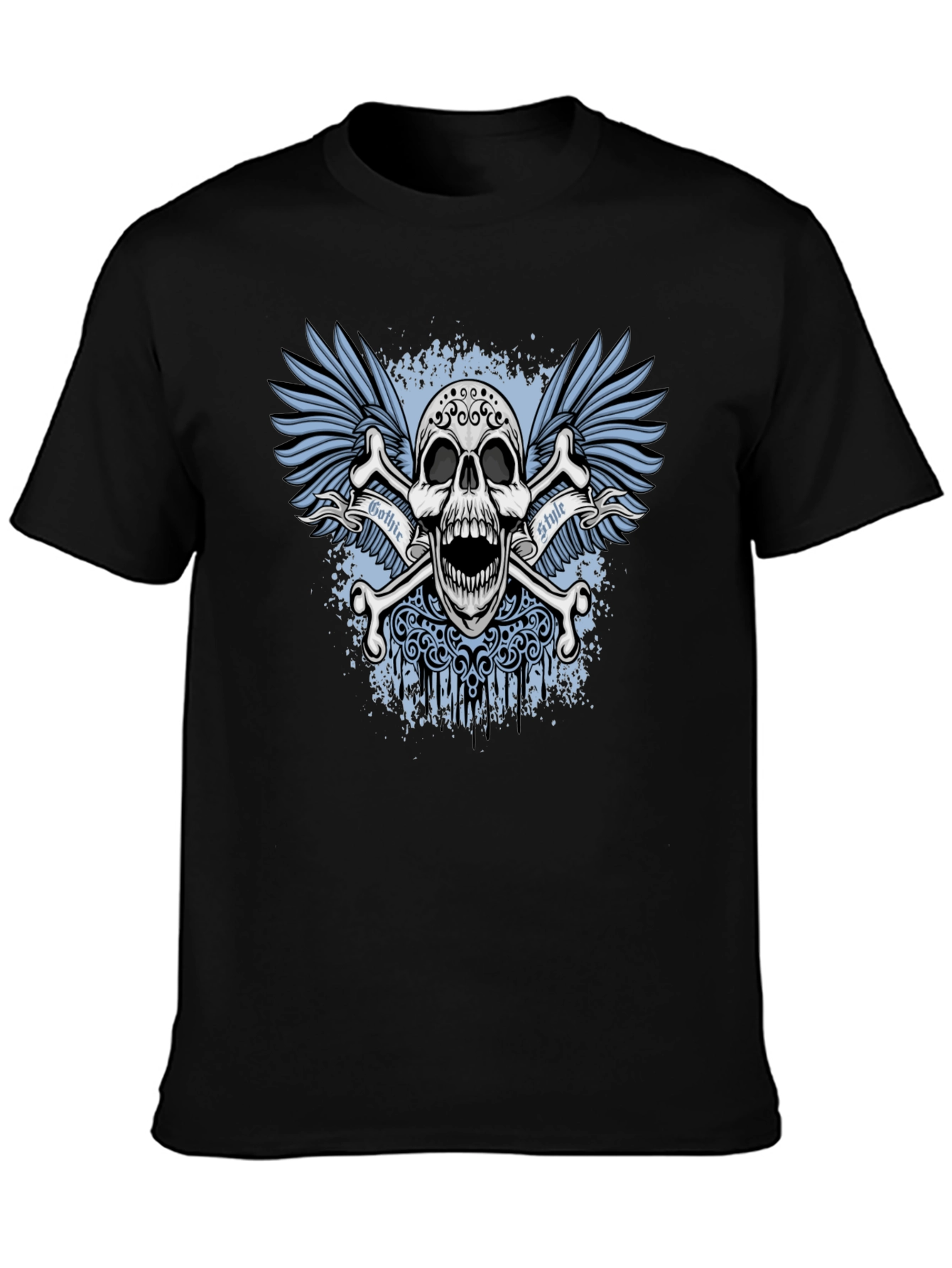 Black Gothic Skull T-Shirt view 3