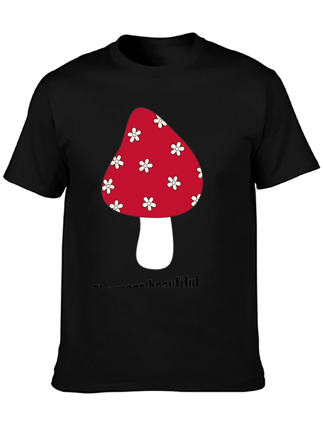 Black Mushroom Graphic T-Shirt - Unisex Cotton Tee view 3