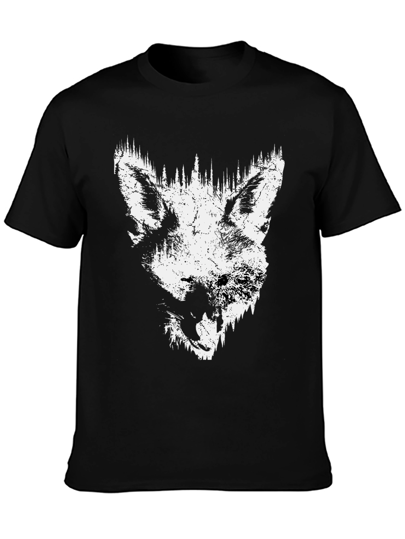 Black Wolf Graphic Print Black T-Shirt view 3