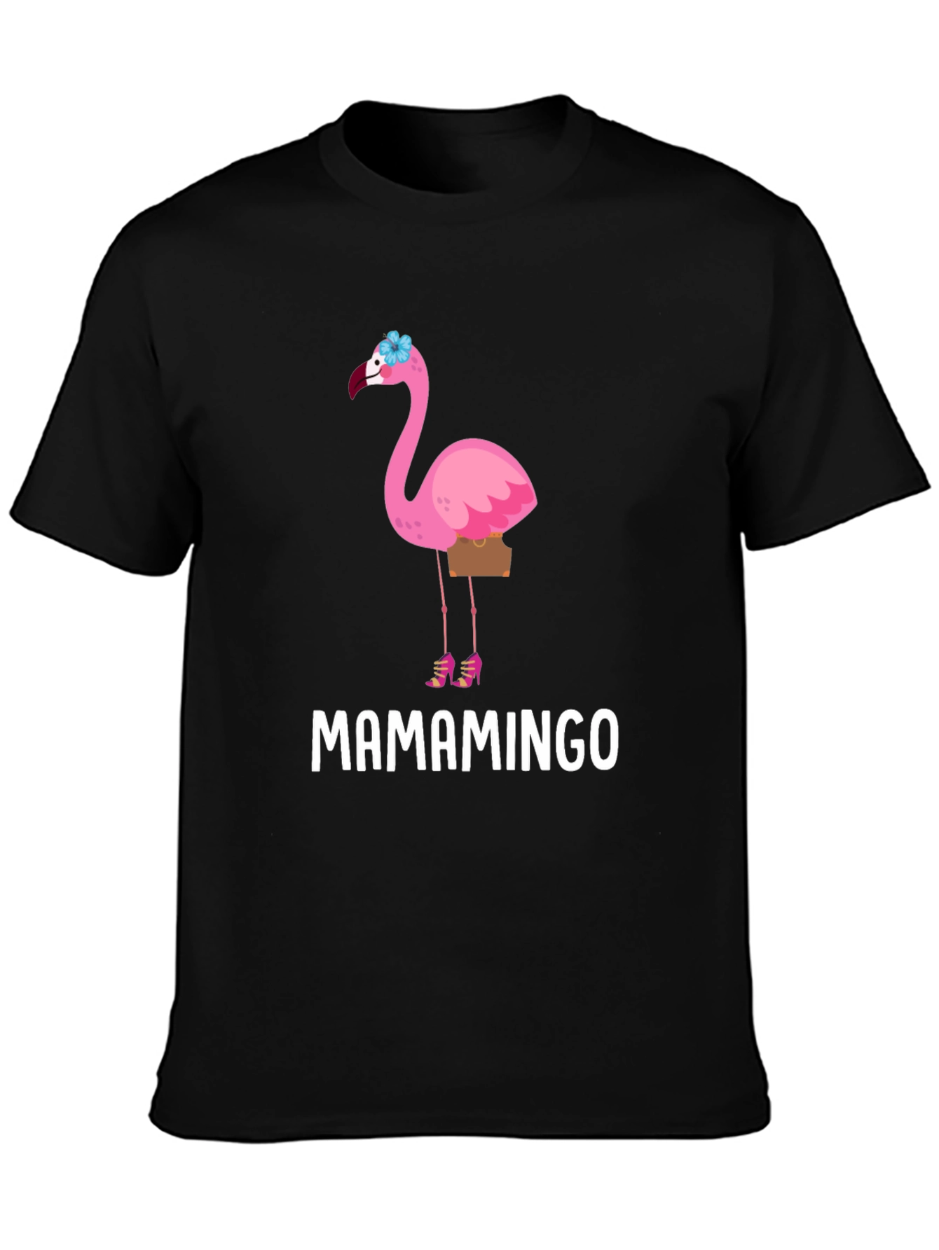 Black Mamamingo T-Shirt - Flamingo Graphic Tee view 3