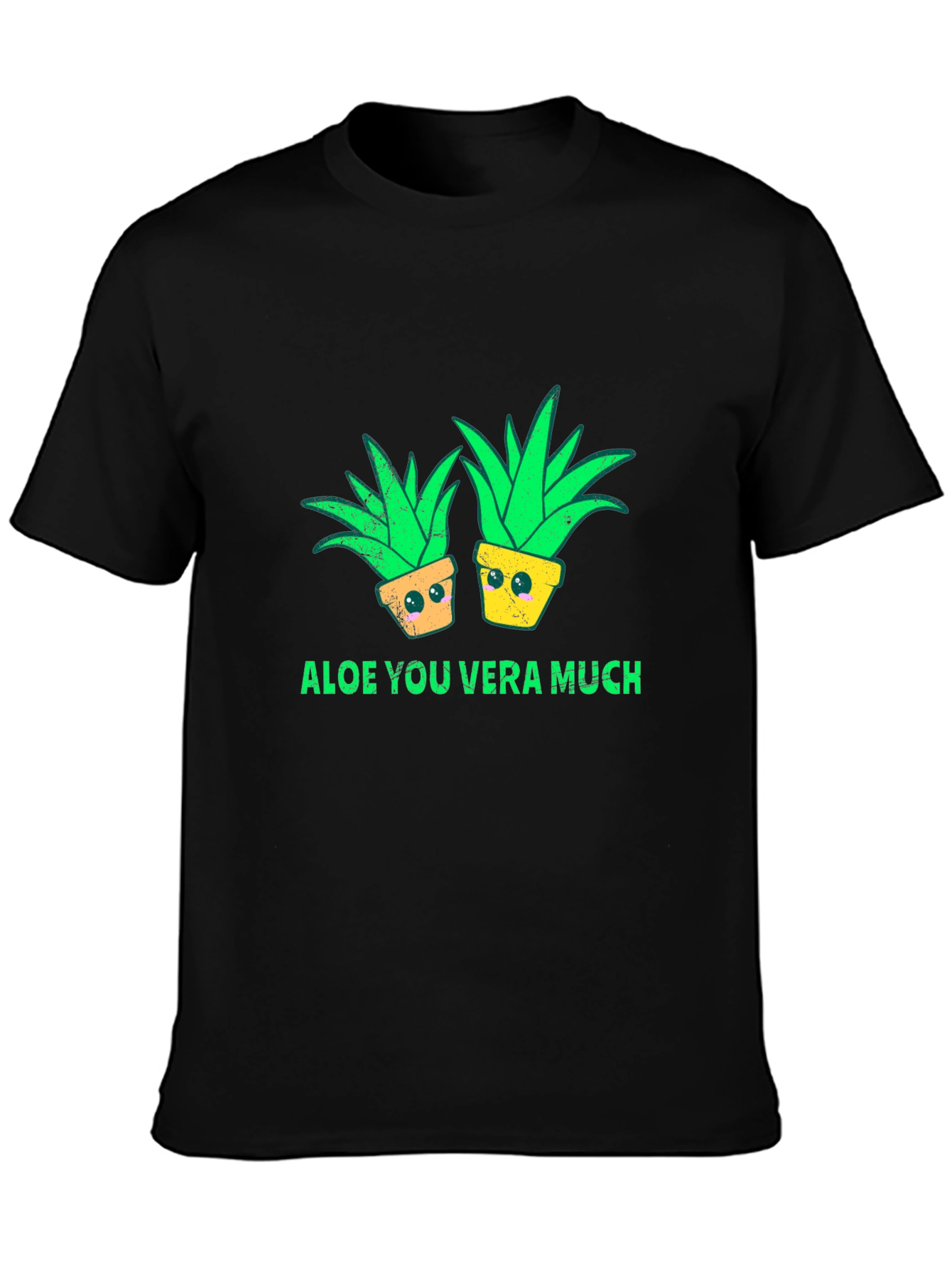 Black Aloe You Vera Much T-Shirt - Black Plant Pun Tee view 3