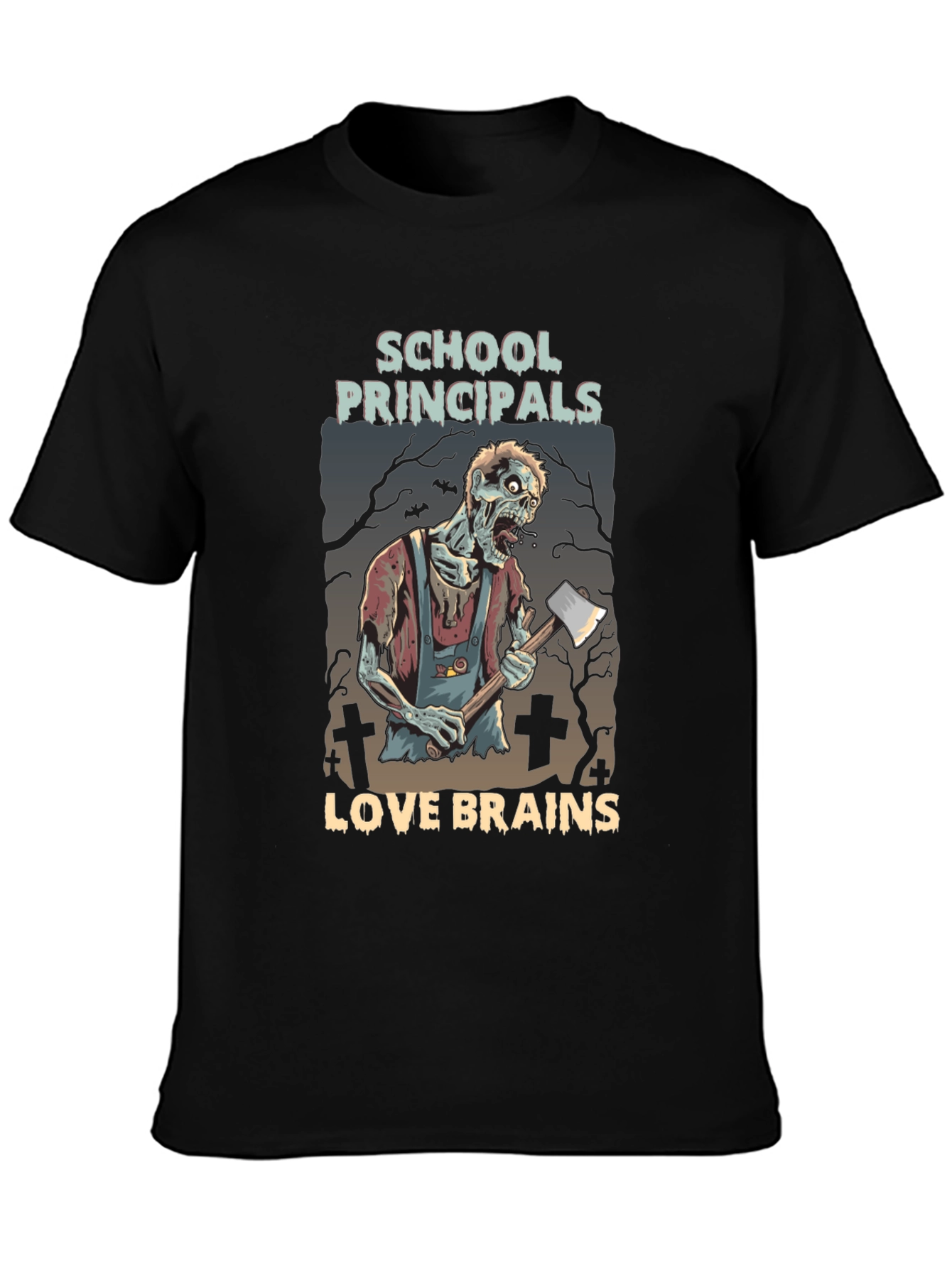 Black School Principals Love Brains Zombie Halloween T-Shirt view 3