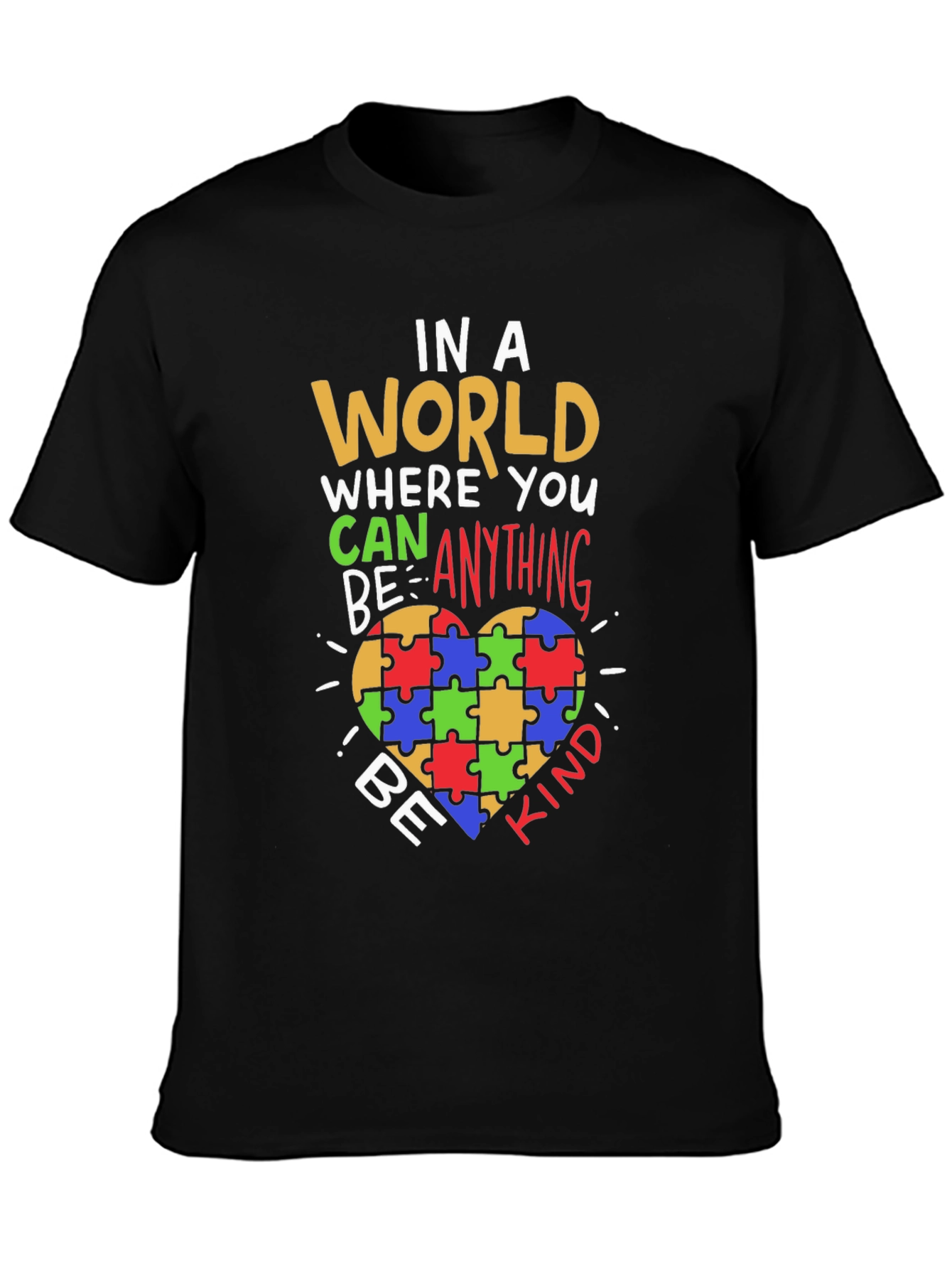 Black Be Kind Autism Awareness T-Shirt view 3
