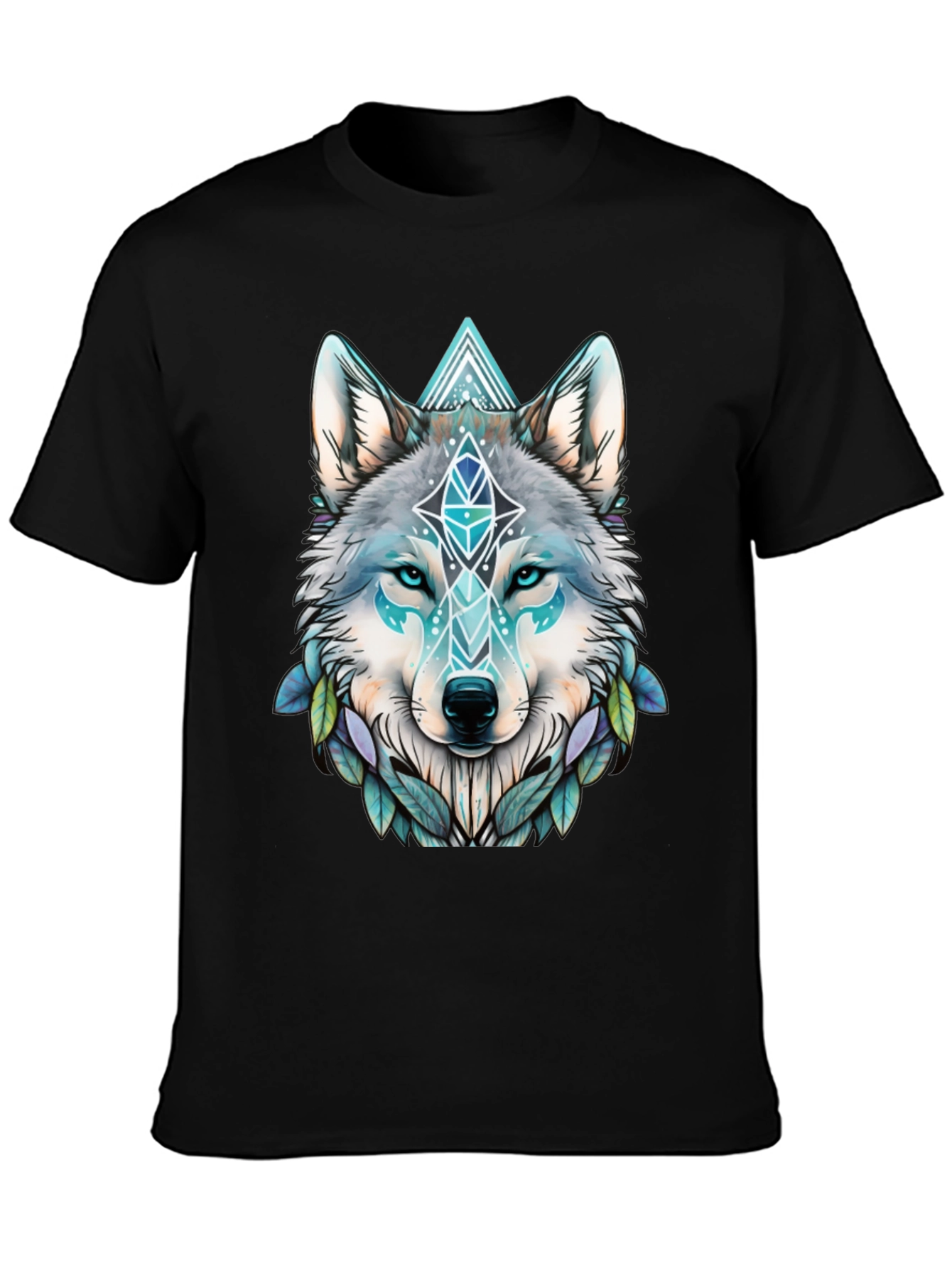 Black Wolf Graphic Tee - Geometric Design view 3