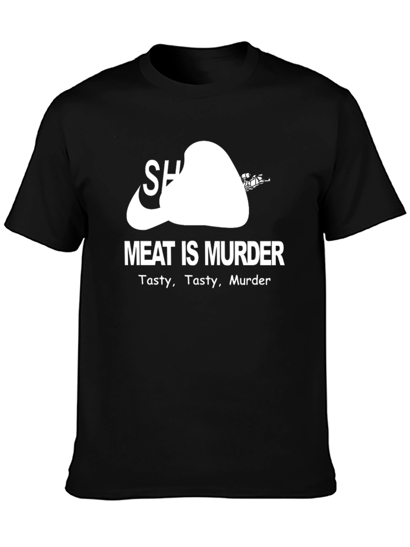 Black Meat is Murder T-Shirt - Funny Vegetarian Tee view 3