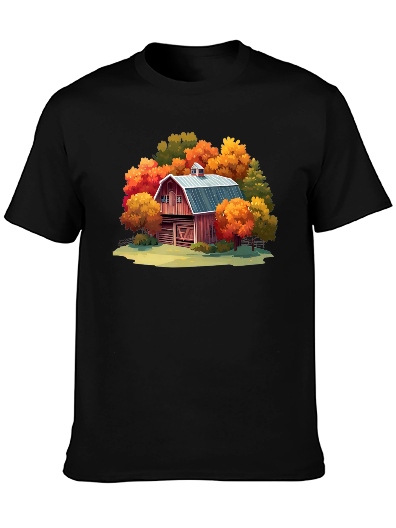 Black Autumn Barn Graphic Tee view 3