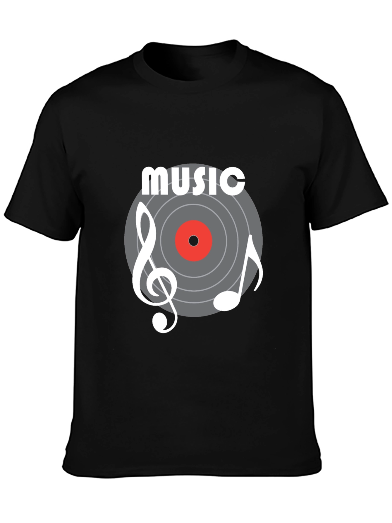 Black Music Vinyl Graphic T-Shirt - Short Sleeve Cotton Tee view 3