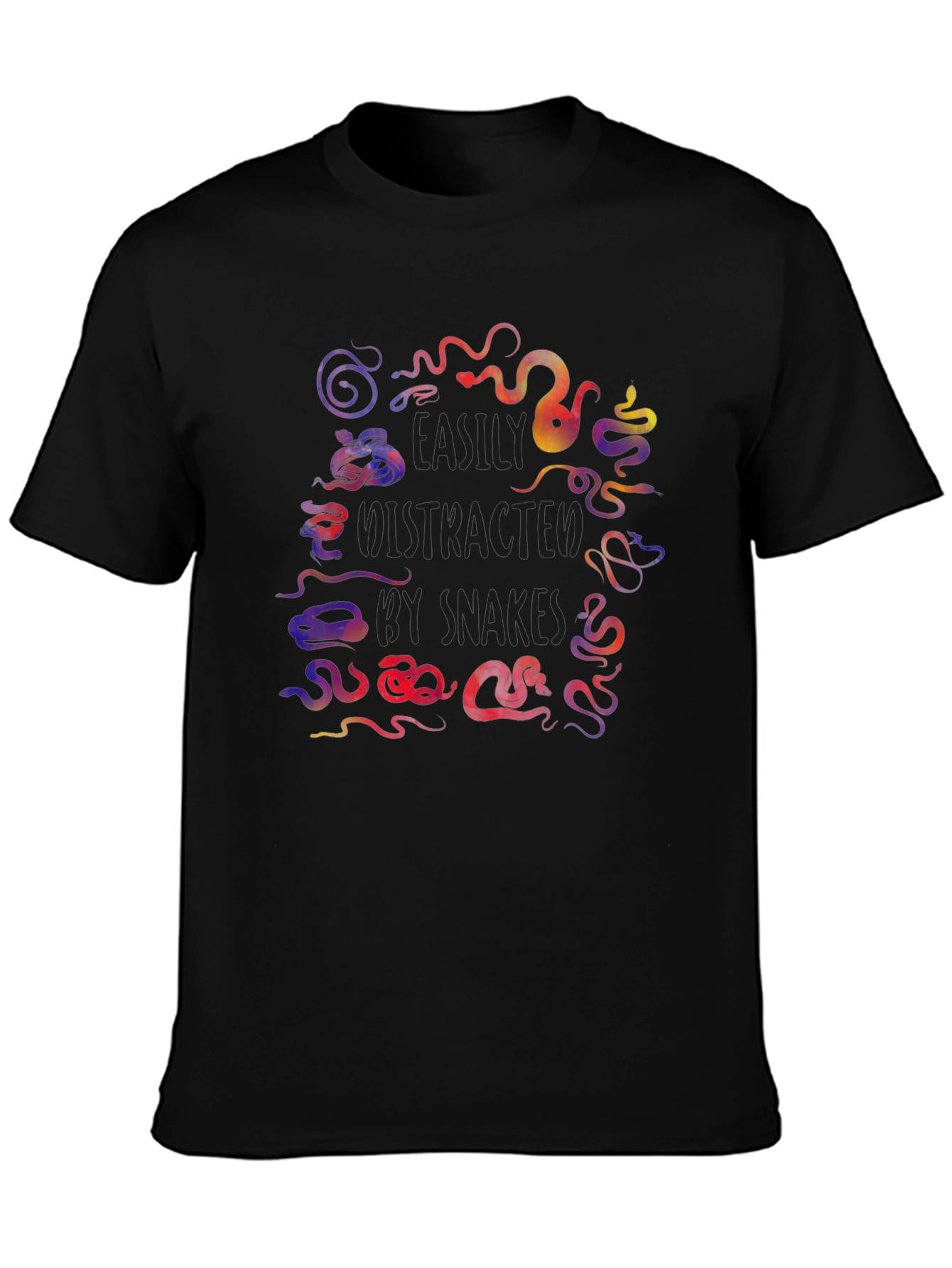 Black Easily Distracted By Snakes Graphic Tee view 3