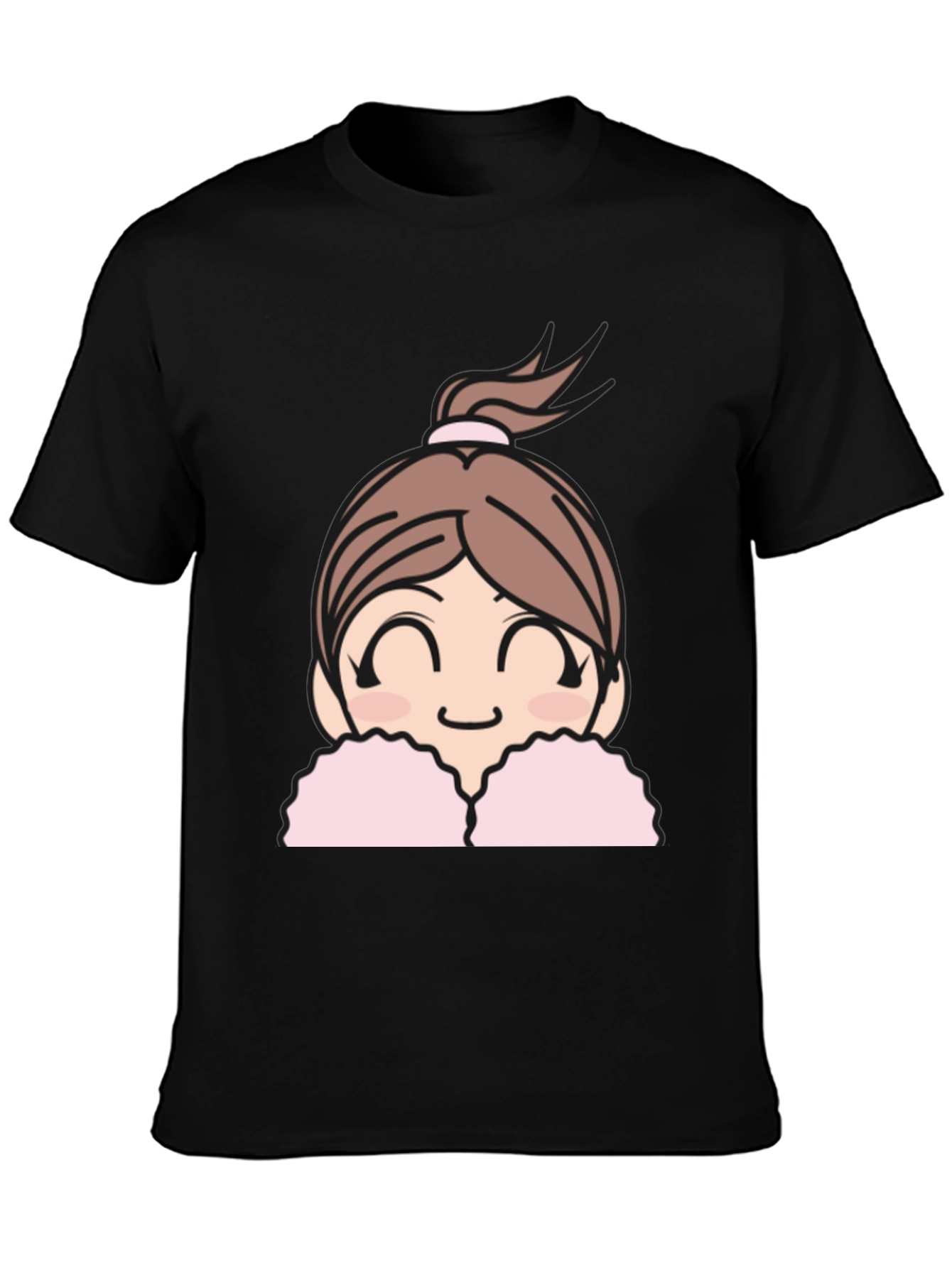 Black Cute Anime Girl Graphic Black T-Shirt view 3