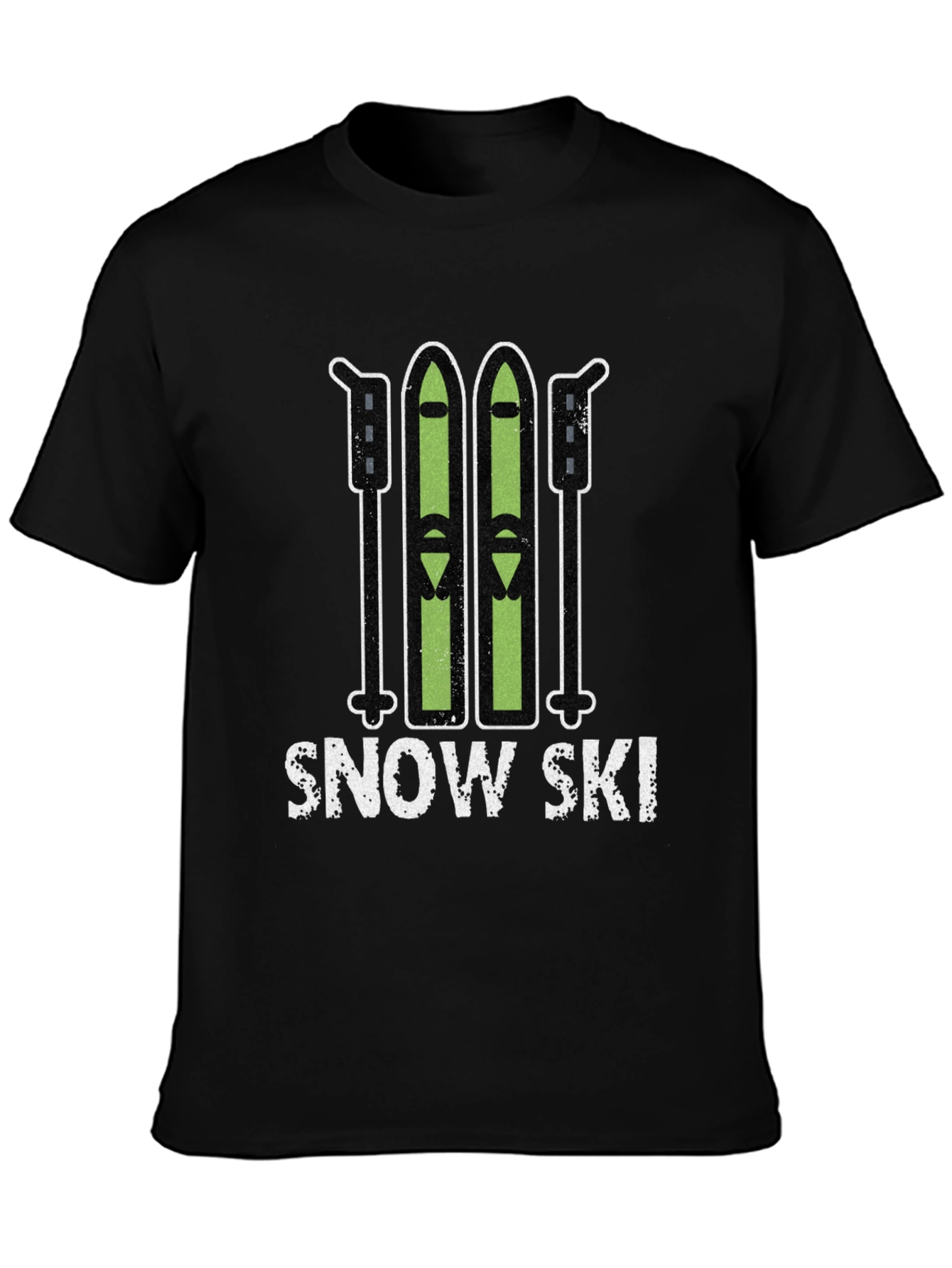 Black Snow Ski Graphic Tee - Winter Sports T-Shirt view 3