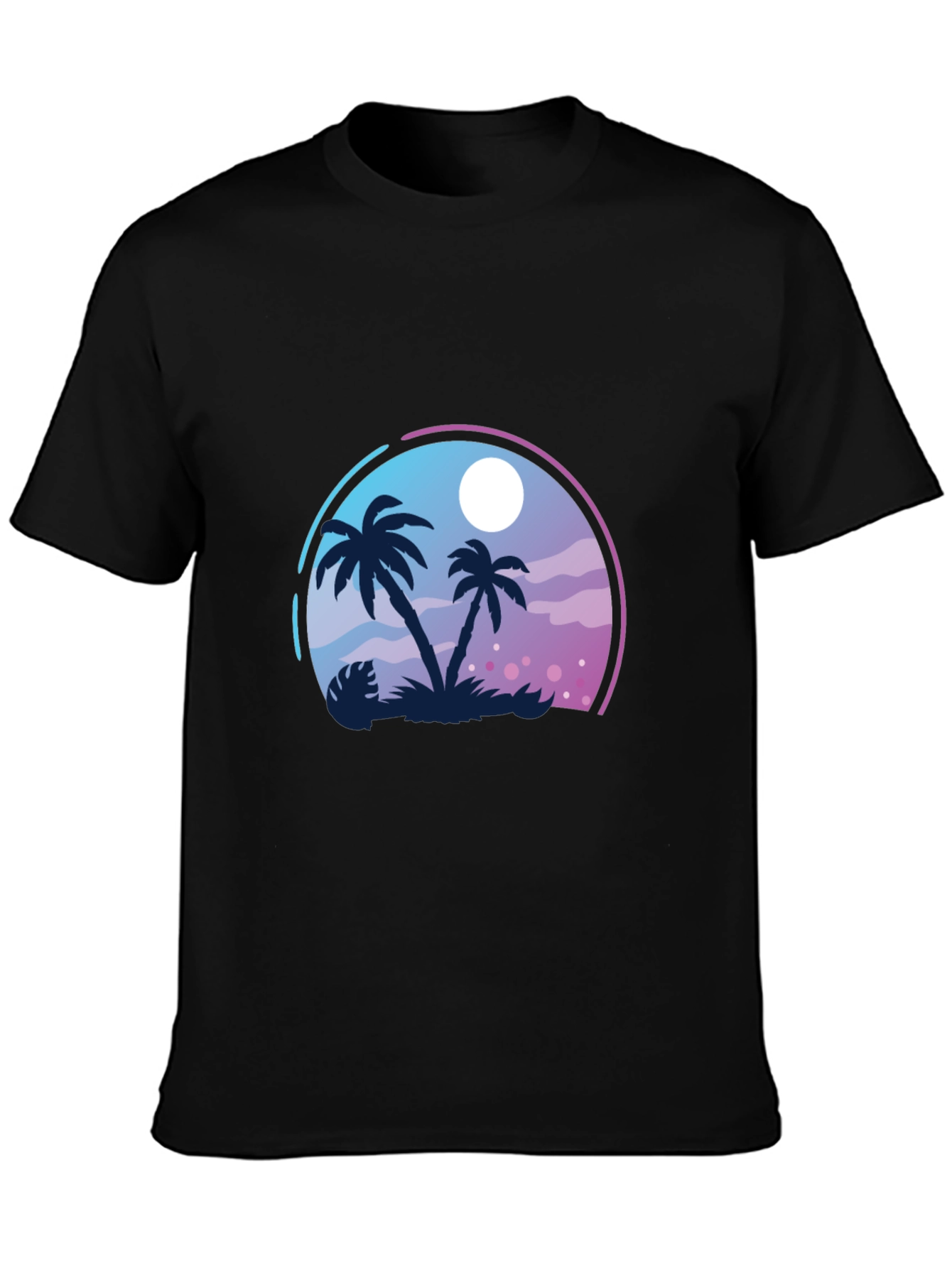 Black Tropical Palm Tree Graphic Black T-Shirt view 3
