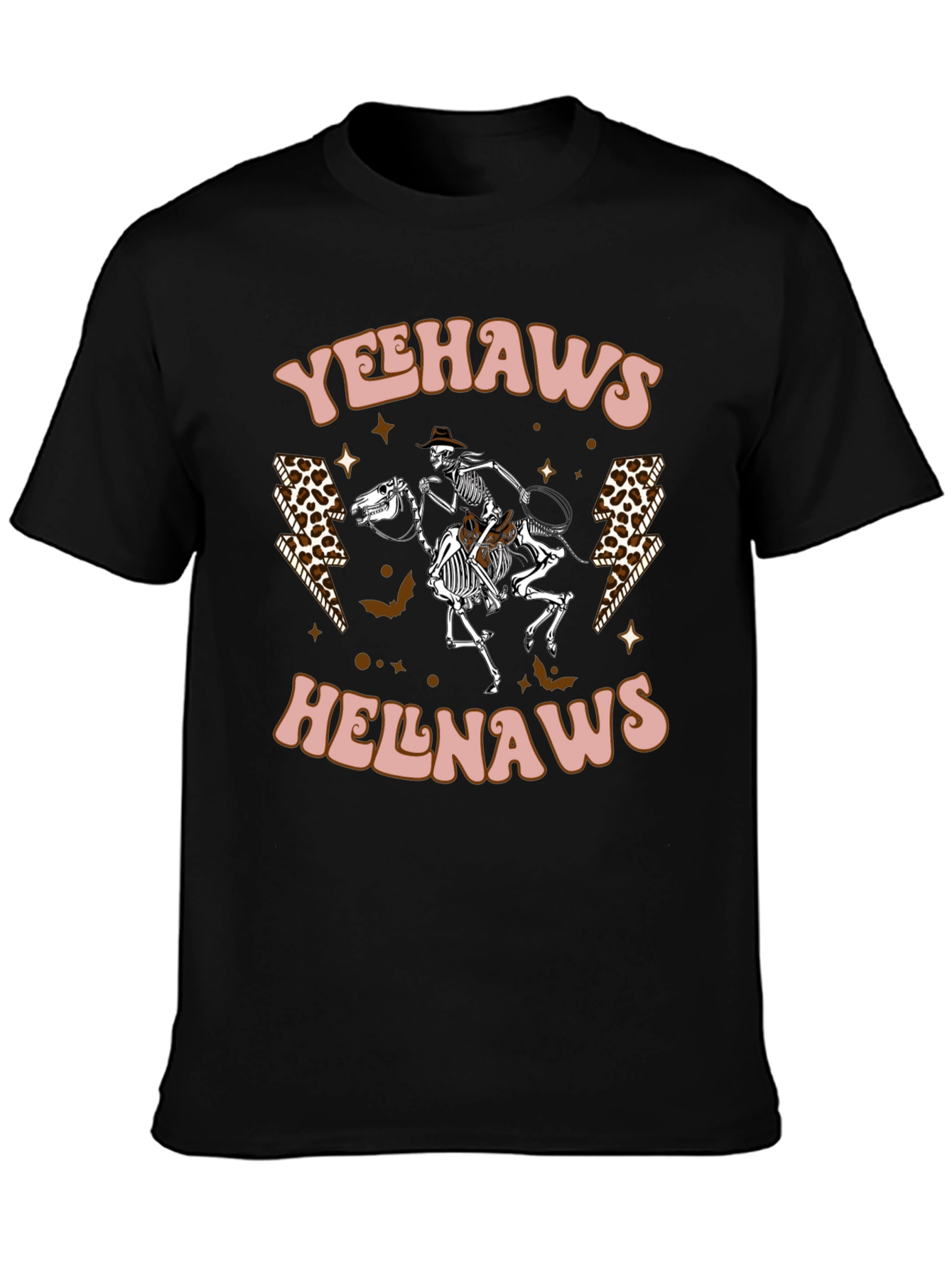 Black Yeehaws Helnaws Skeleton Cowboy Graphic Tee view 3
