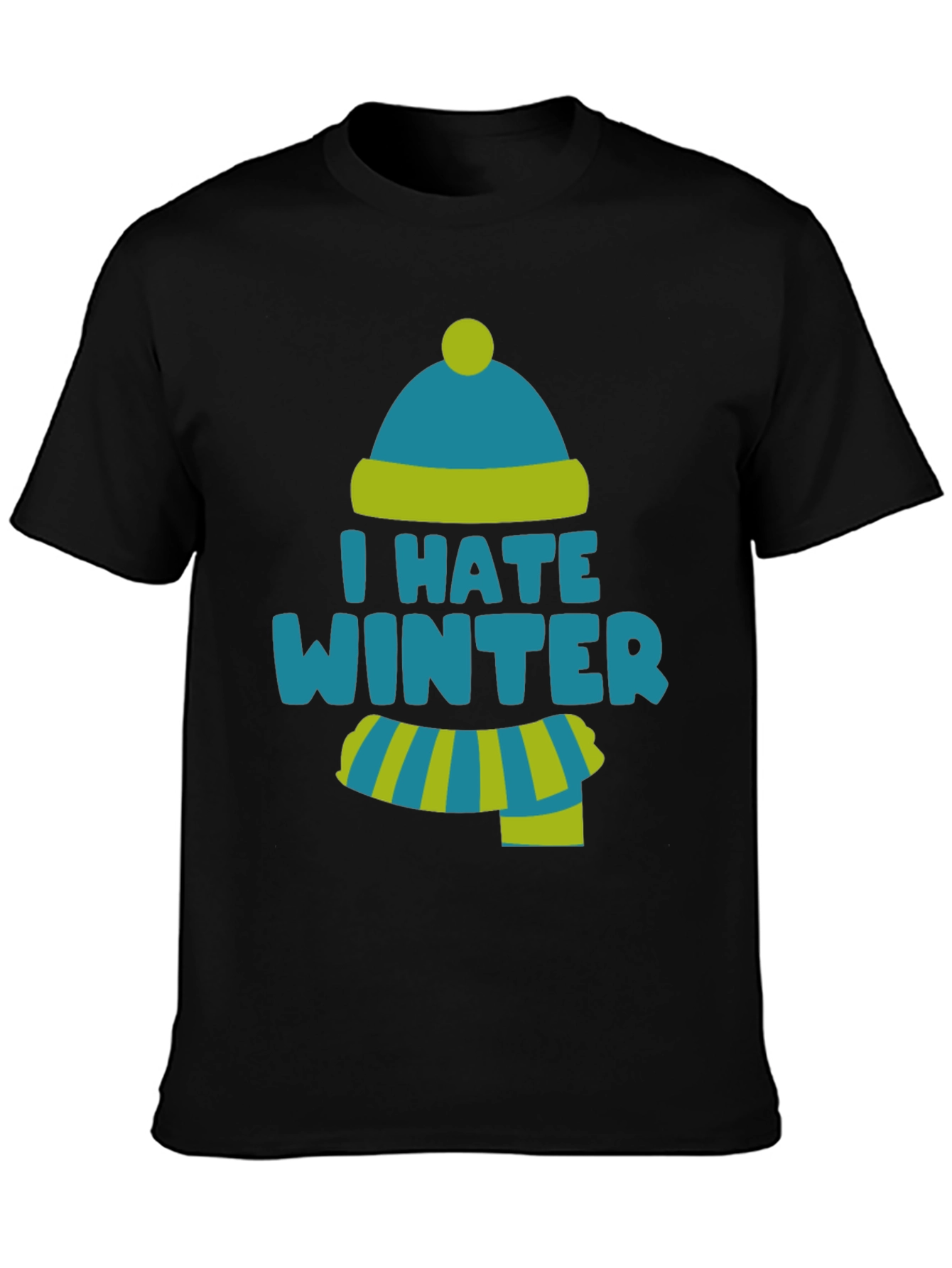 Black I Hate Winter Funny T-Shirt view 3