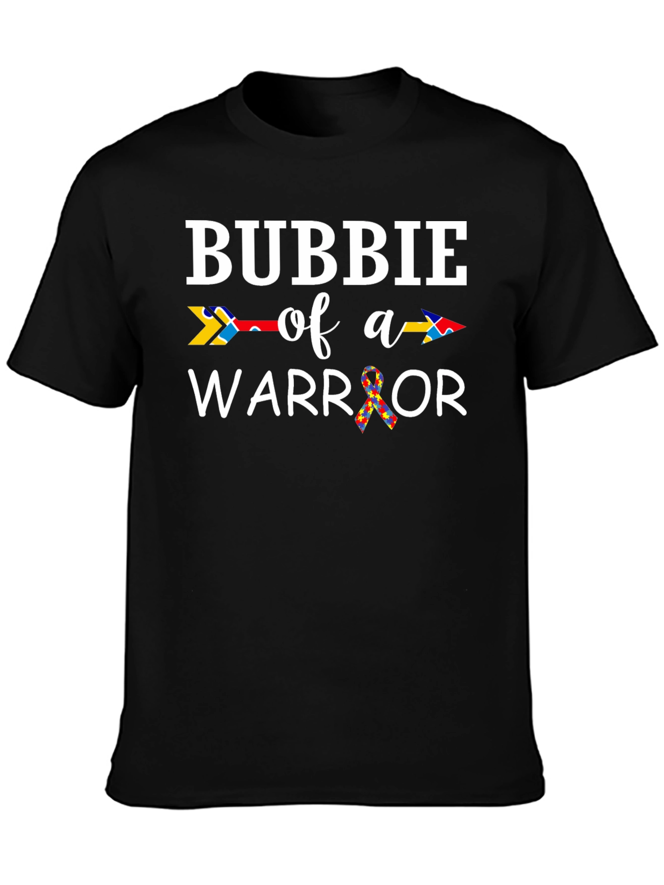 Black Bubbie of a Warrior Autism Awareness T-Shirt view 3