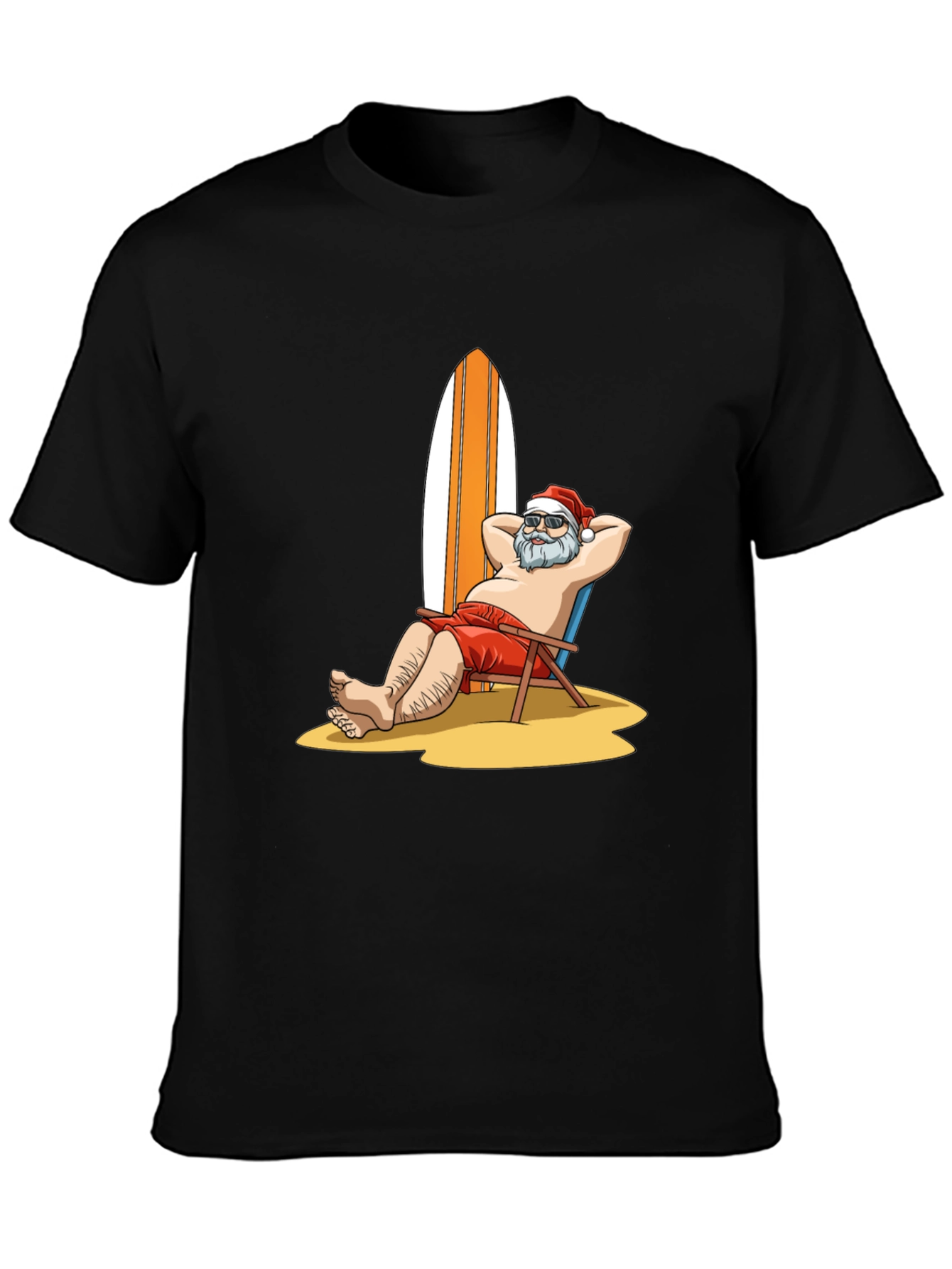 Black Santa on Vacation Graphic T-Shirt view 3