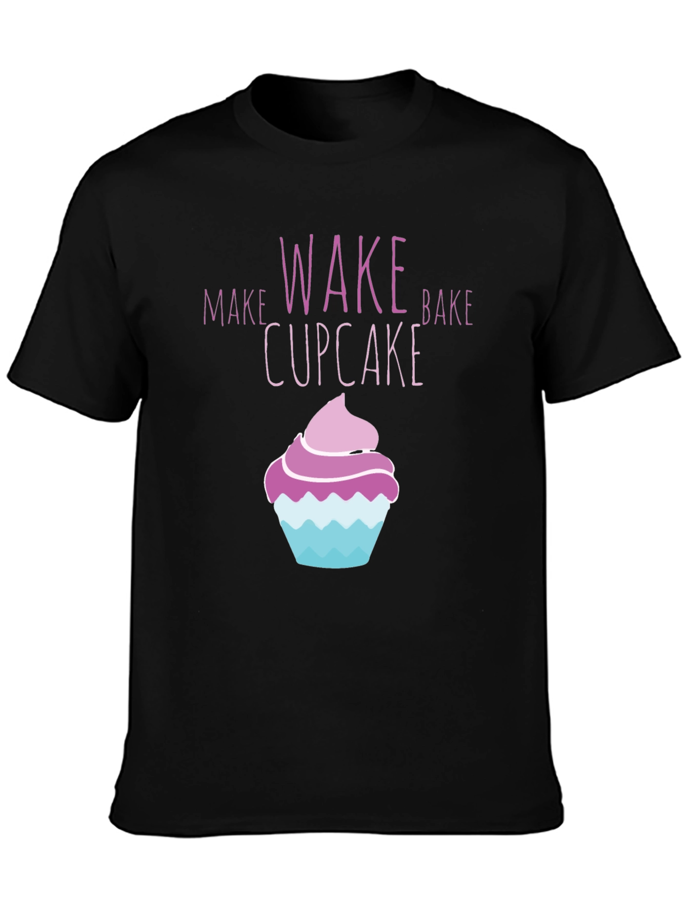 Black Wake Bake Cupcake Graphic T-Shirt - Black view 3