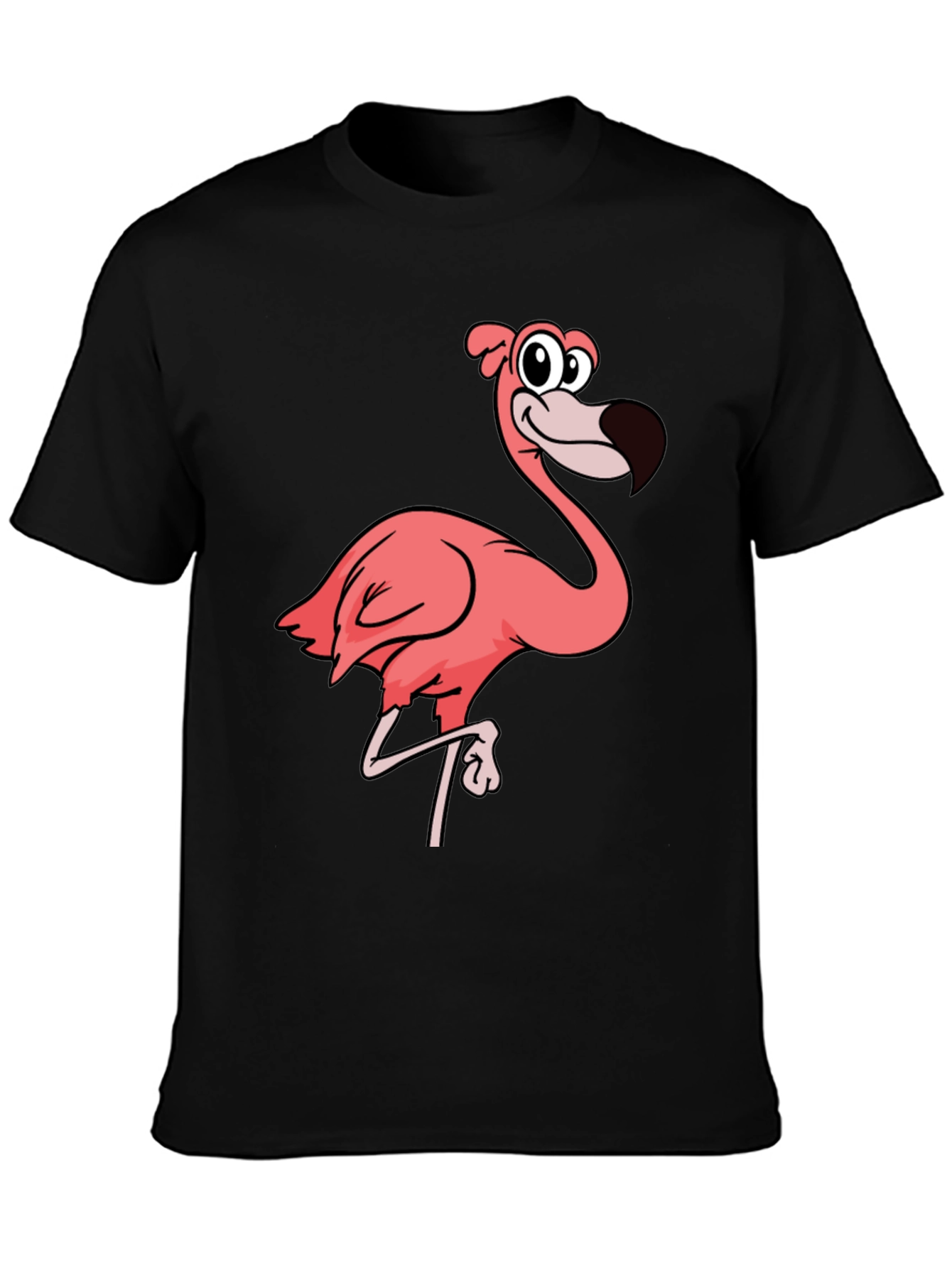 Black Flamingo Graphic Tee - Black Cotton T-Shirt view 3
