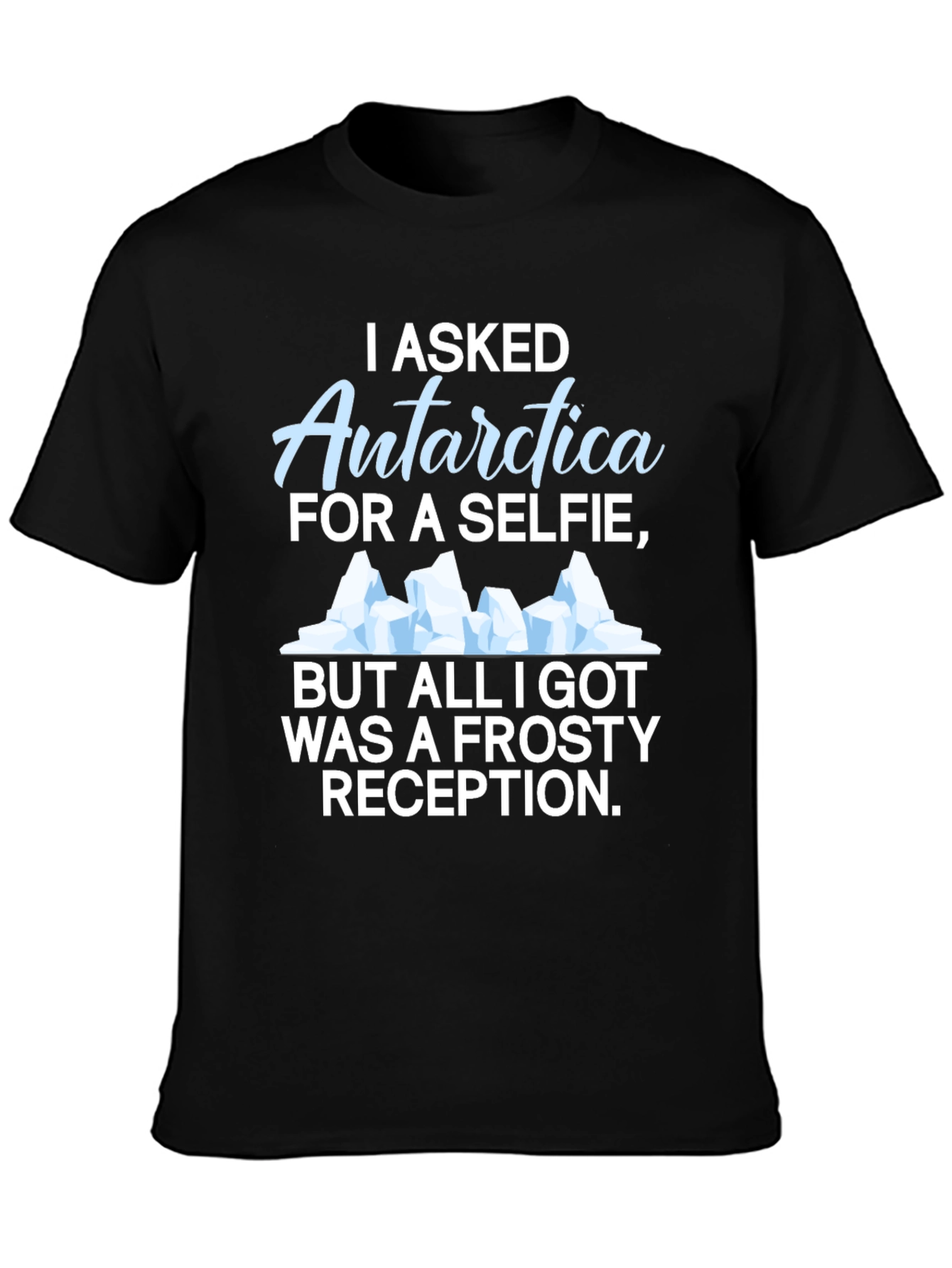 Black Antarctica Selfie Graphic T-Shirt - Humorous Black Tee view 3