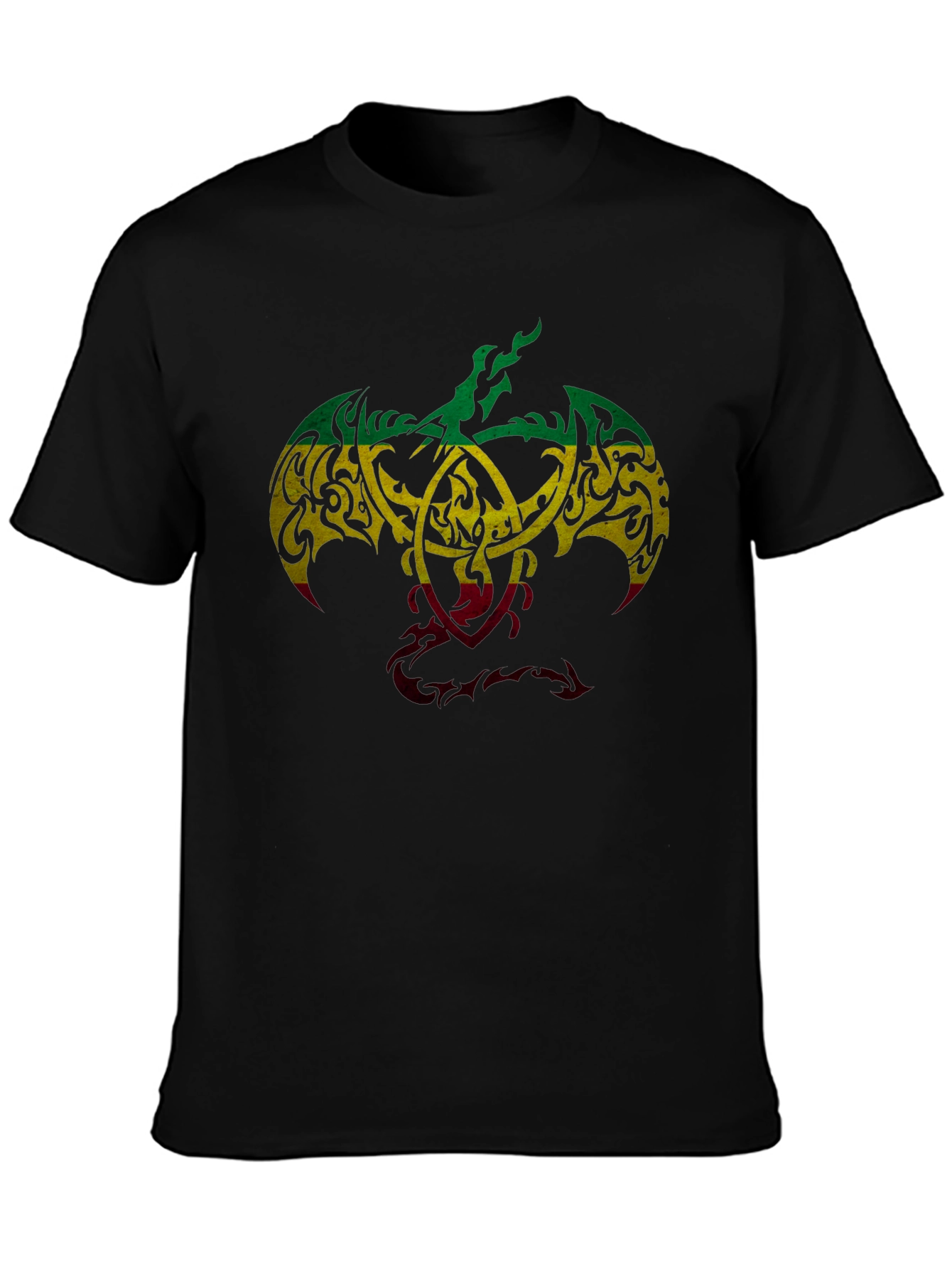Black Rasta Tribal Dragon Graphic T-Shirt - Unique Design view 3