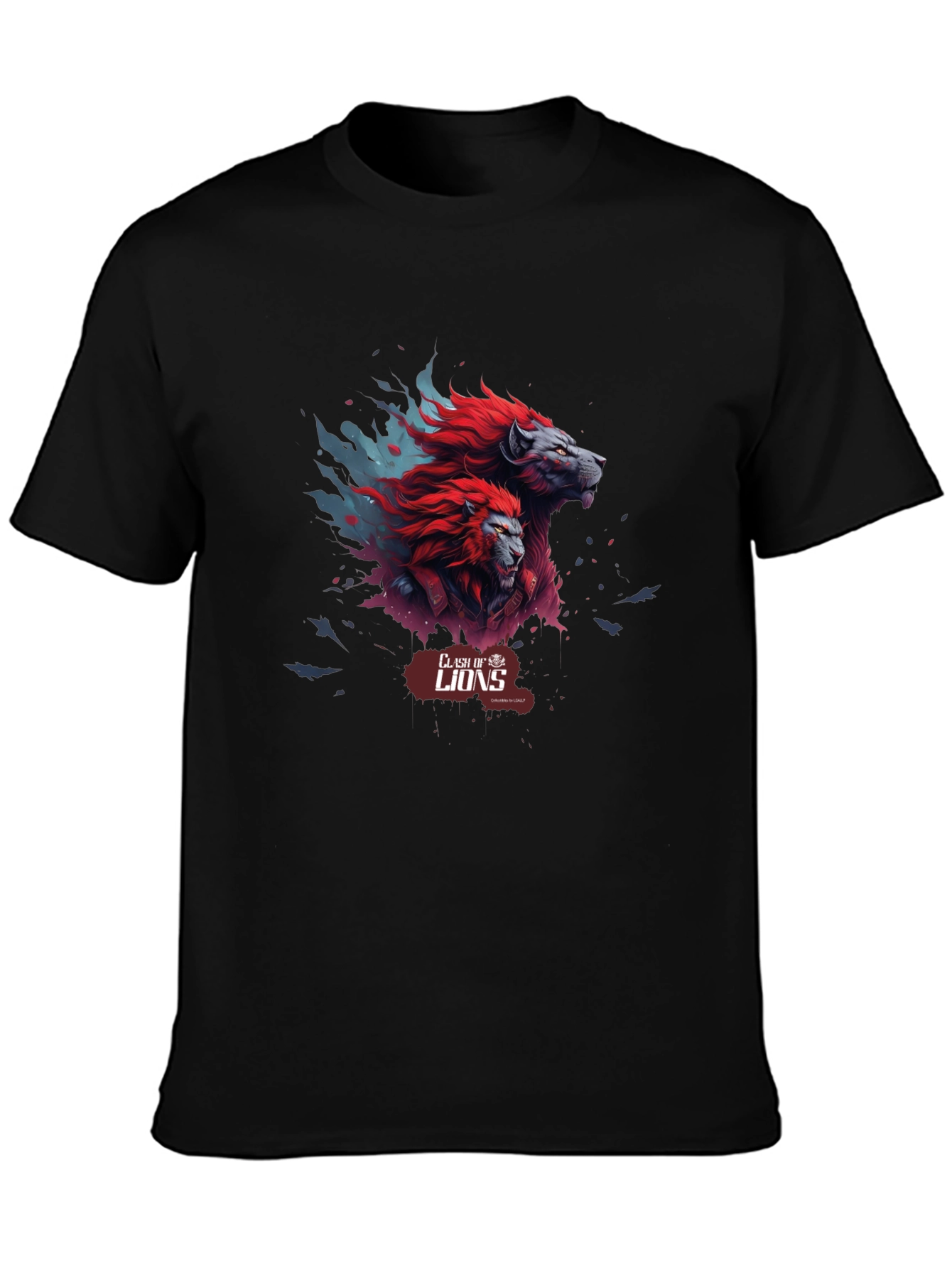 Black Clash of Lions Graphic Tee - Black view 3