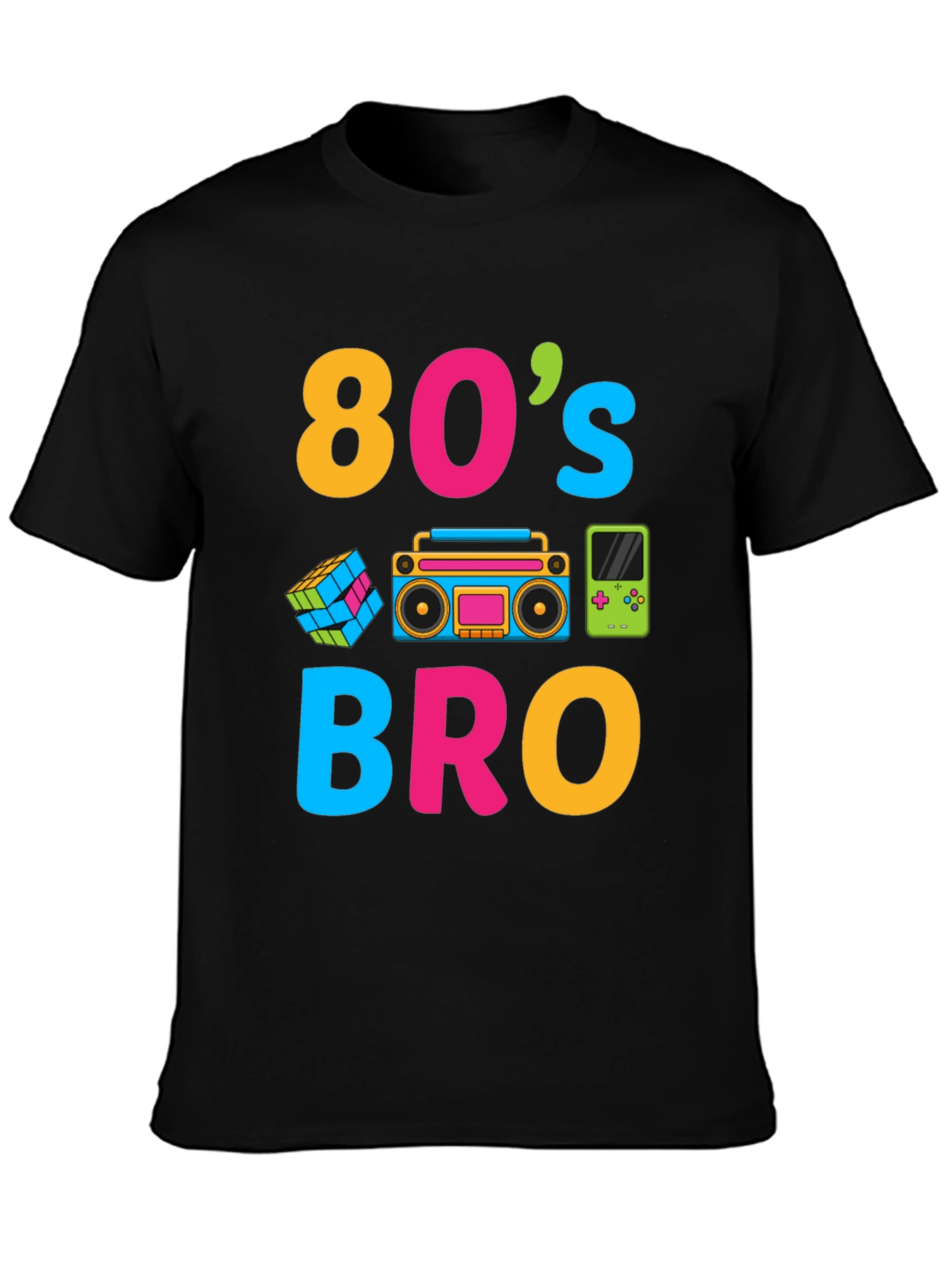 Black 80's Bro Graphic Tee - Retro Style view 3