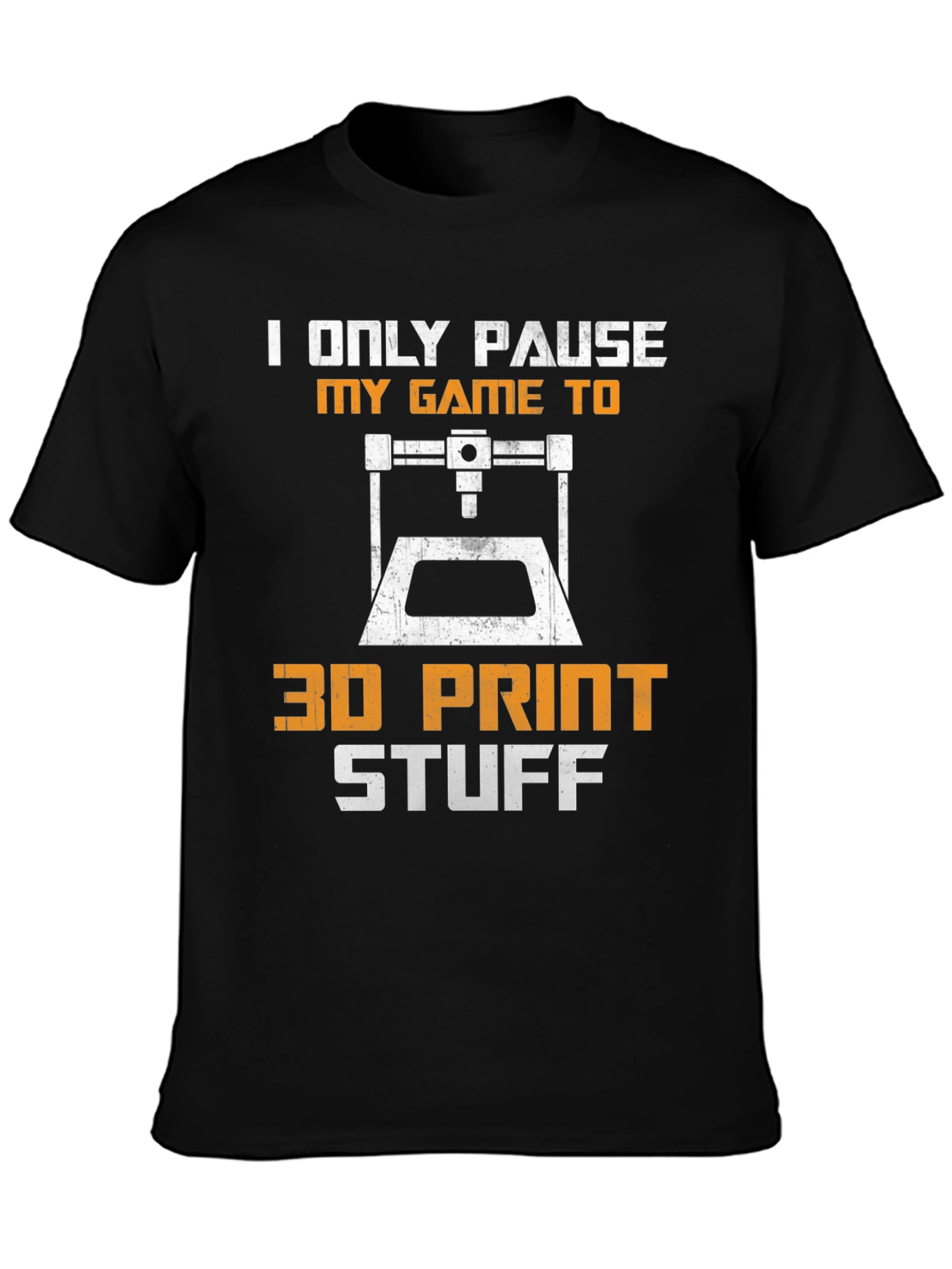 Black Gamer 3D Printing Hobby T-Shirt view 3