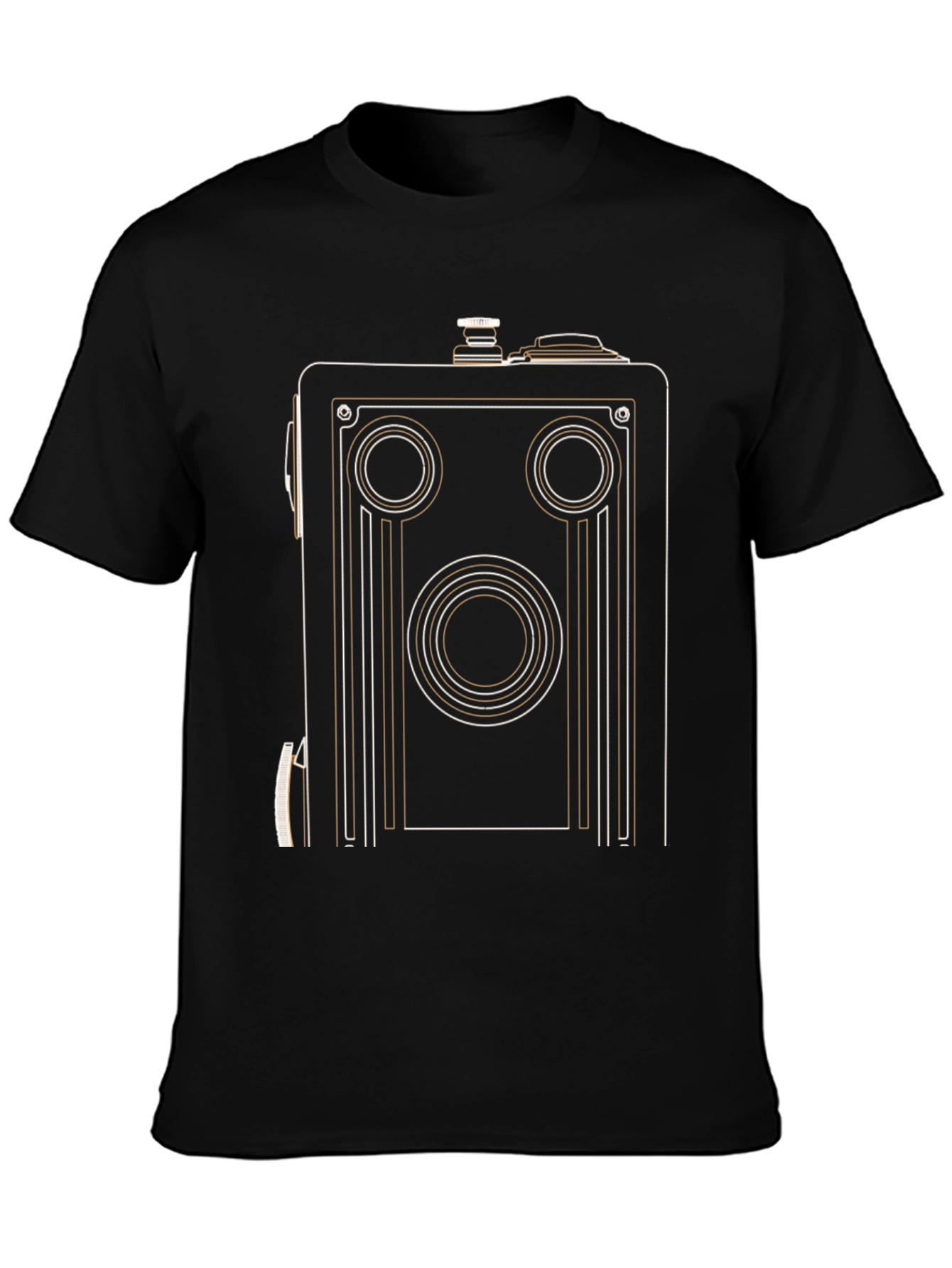 Black Retro Camera Graphic Tee - Vintage Style Cotton Shirt view 3