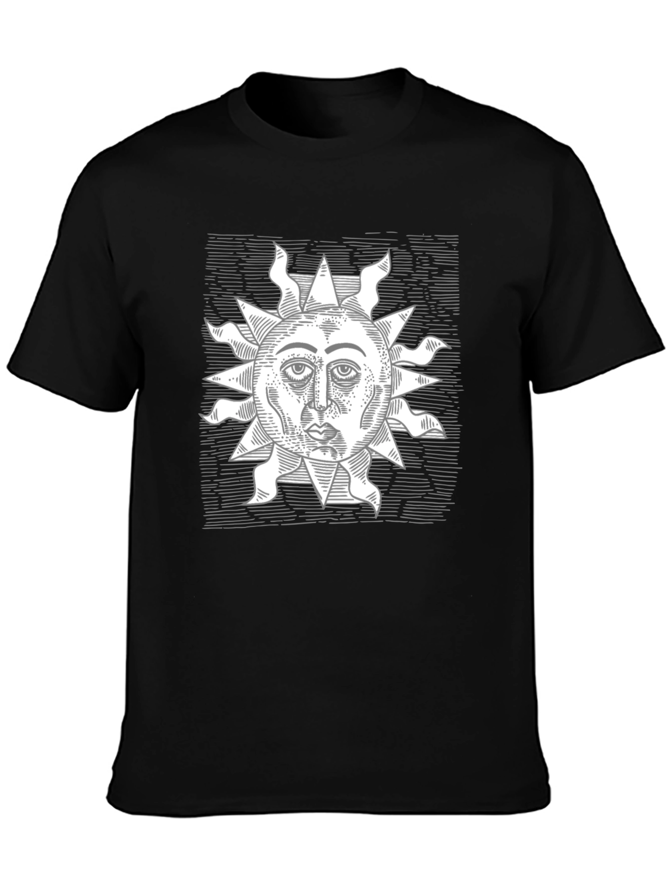 Black Sun Face Graphic Tee - Black Casual Shirt view 3