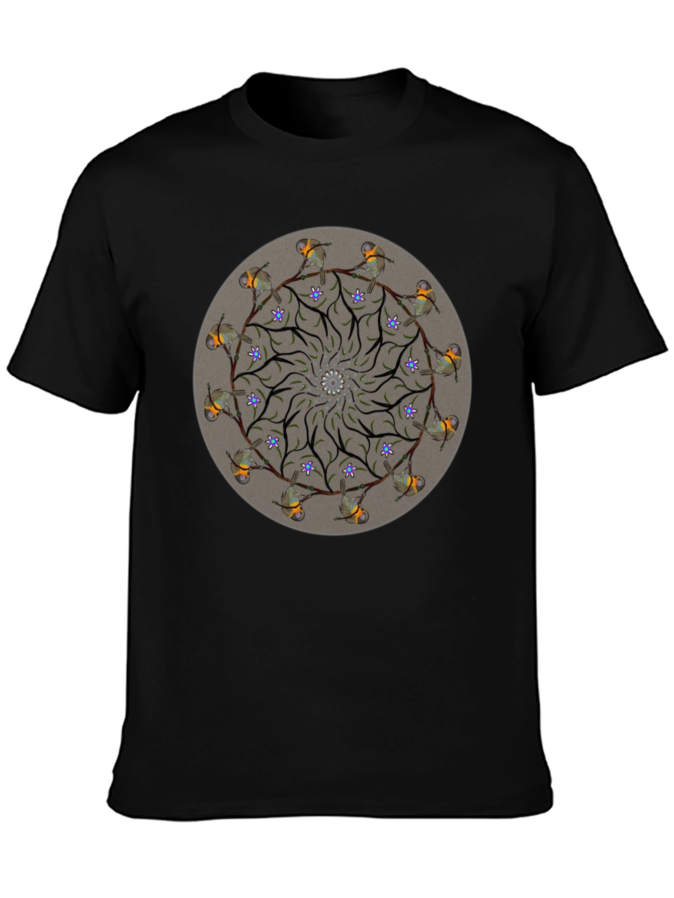 Black Bird Mandala Graphic Tee - Unique Nature Design view 3