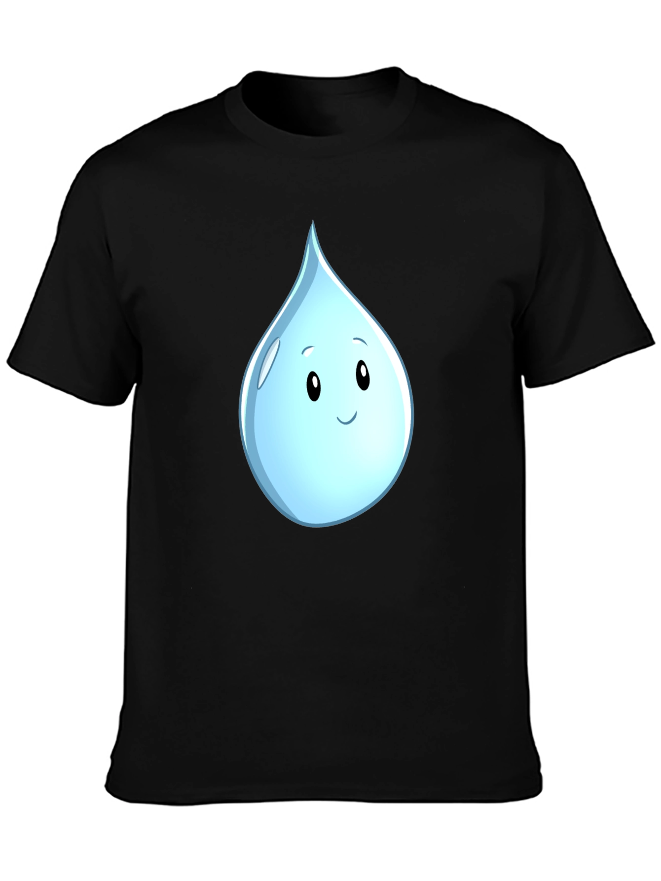 Black Cute Water Drop Graphic Black T-Shirt view 3