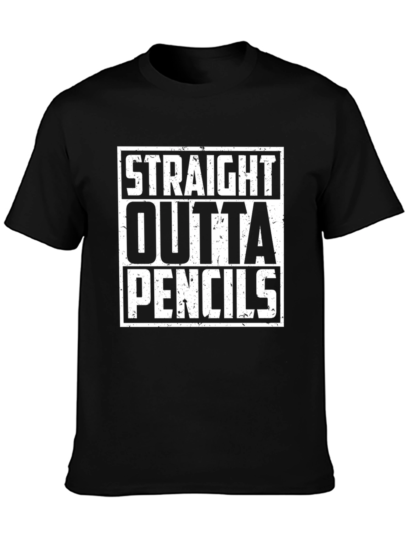 Black Straight Outta Pencils Graphic Tee - Black Cotton Shirt view 3