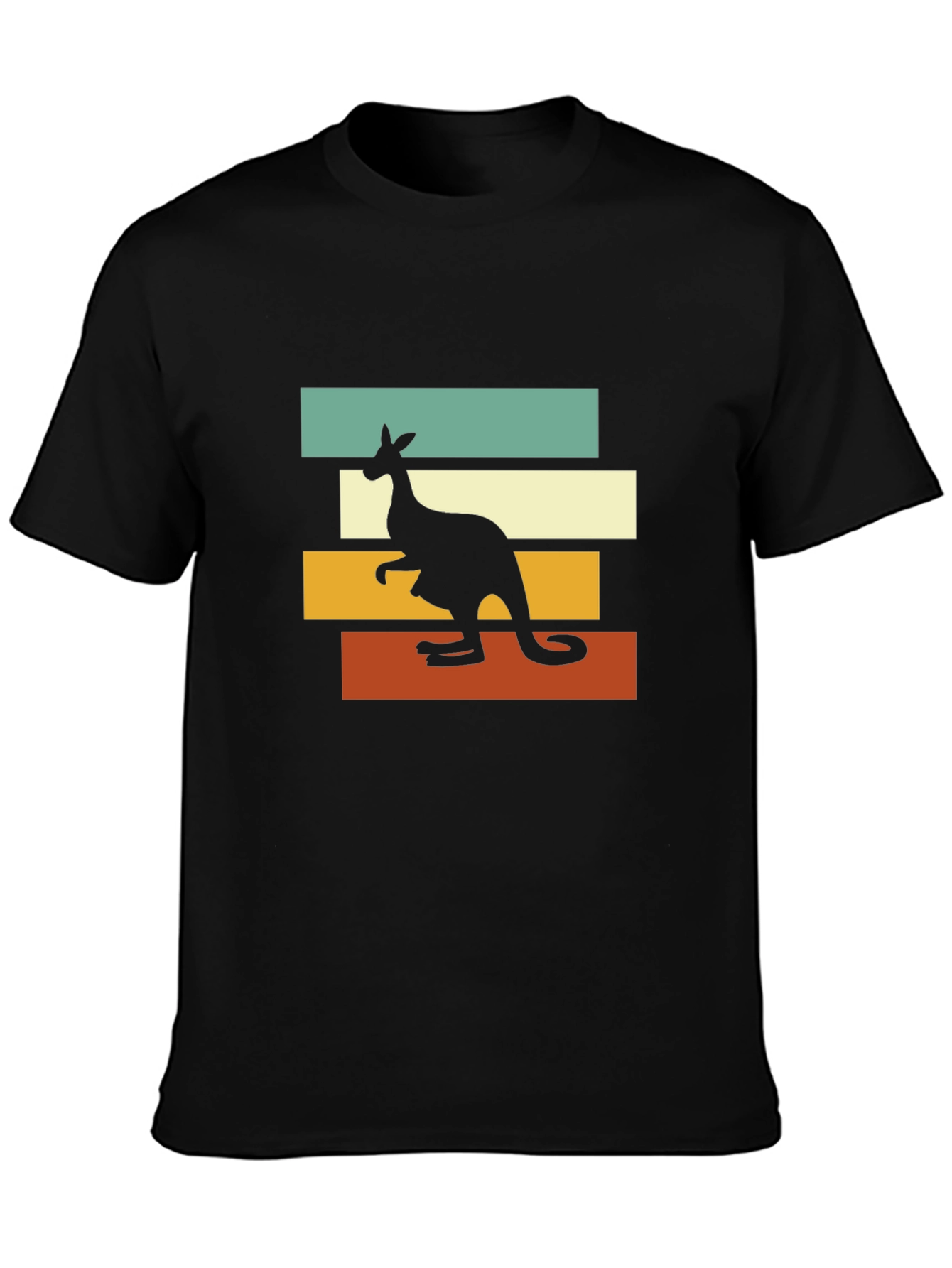 Black Retro Kangaroo T-Shirt - Vintage Style Aussie Tee view 3