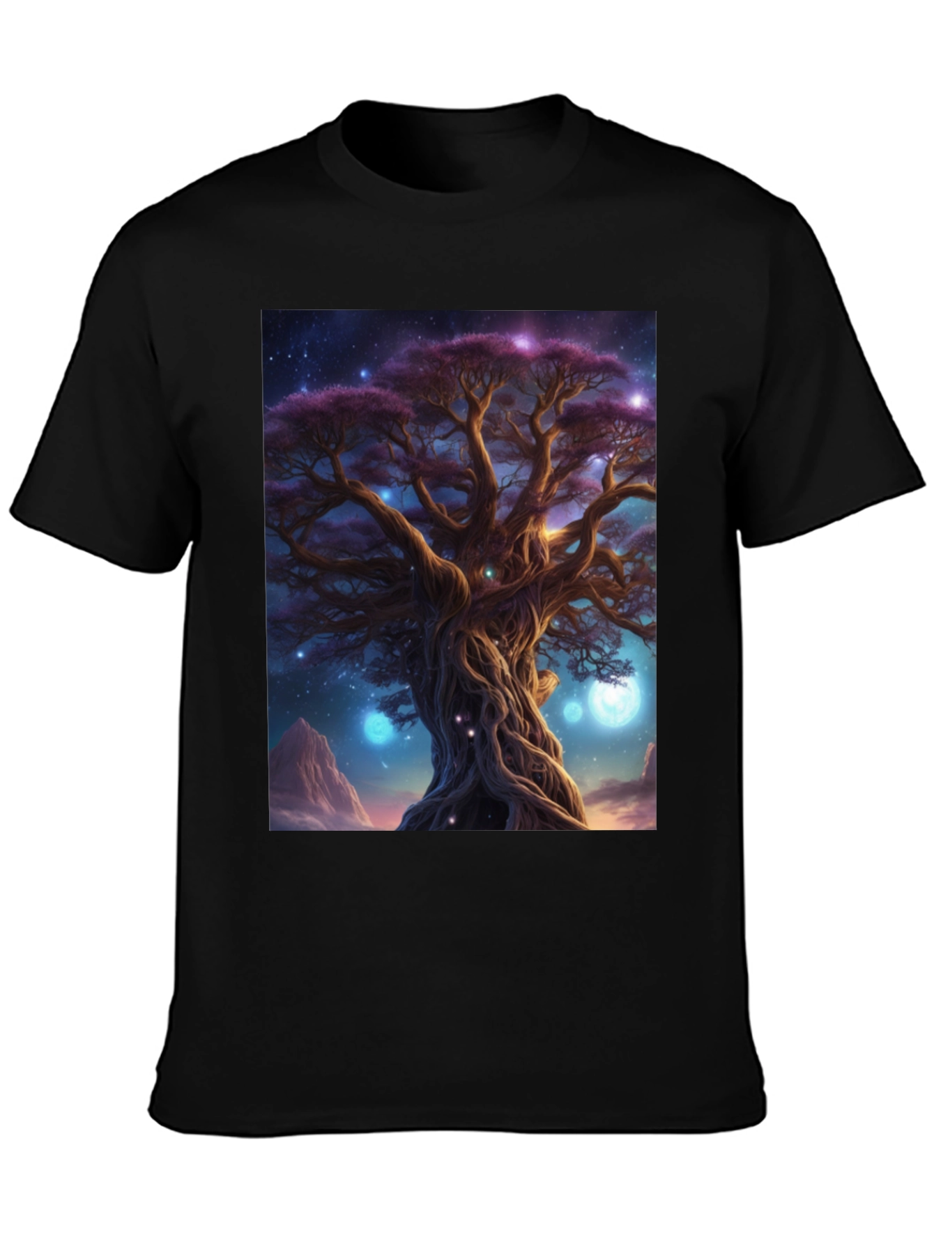 Black Mystic Tree Graphic Tee - Black Cotton Blend view 3