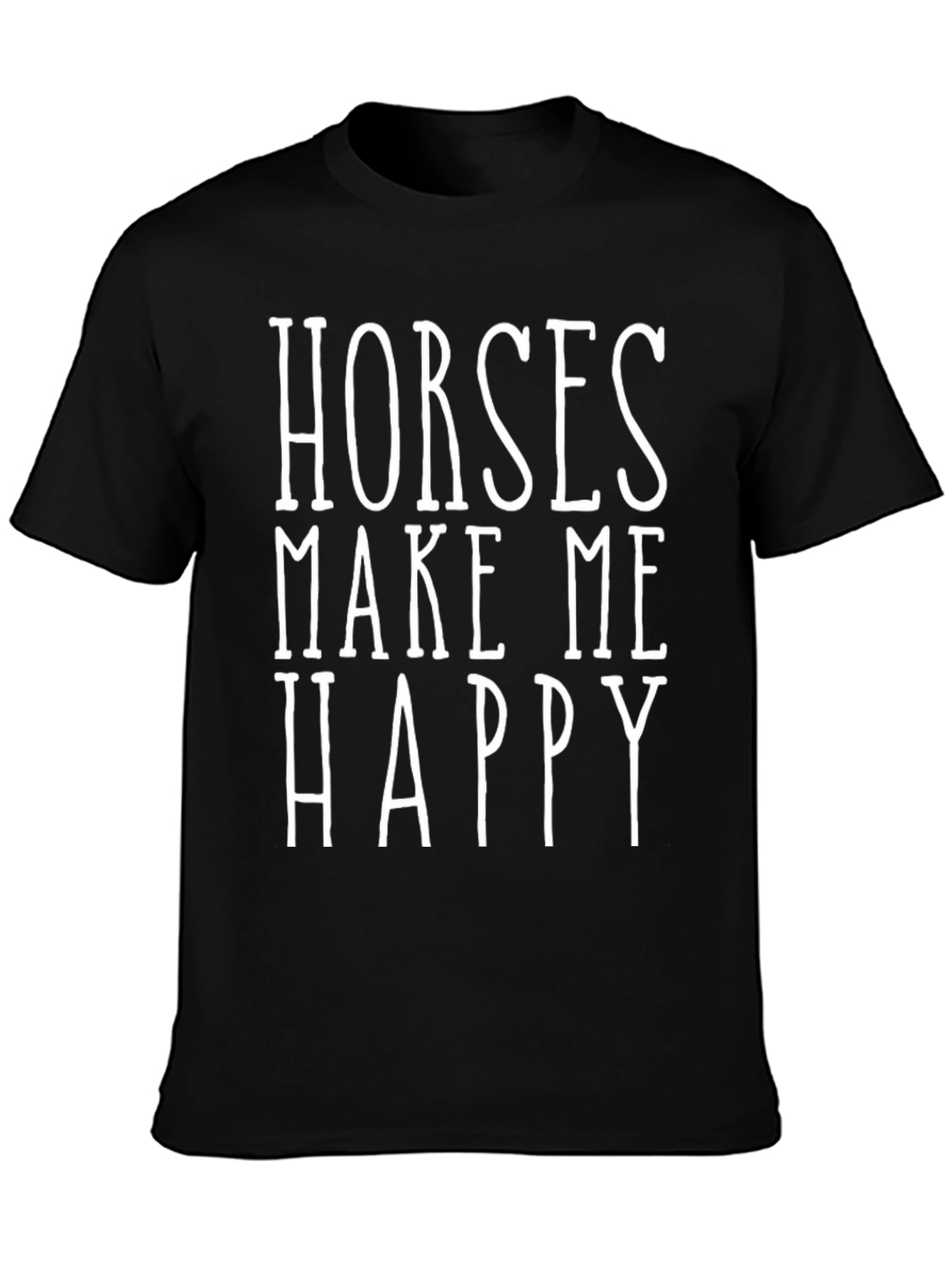 Black Horses Make Me Happy T-Shirt | Equine Lover Tee view 3