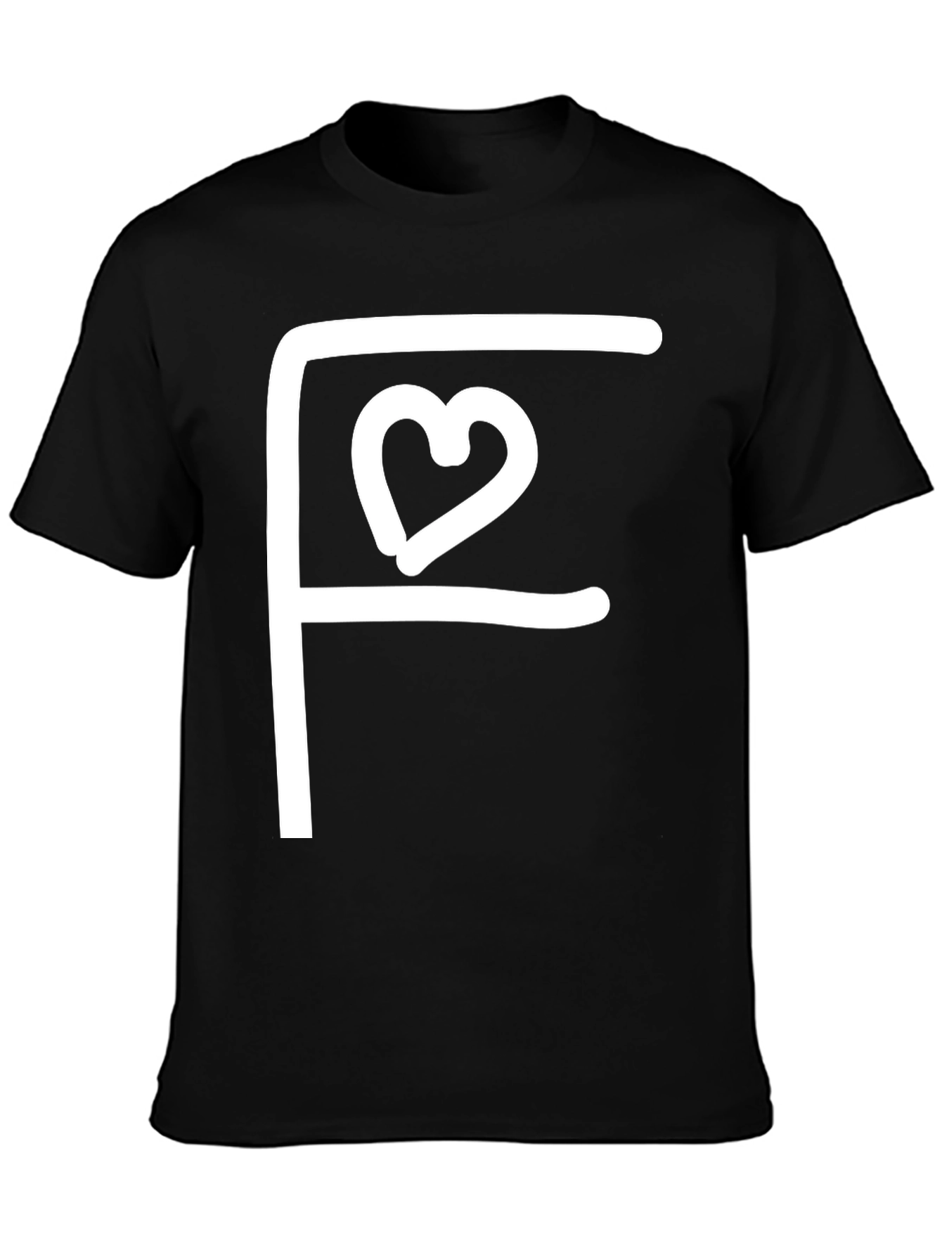 Black Black Tee with White F Heart Graphic view 3