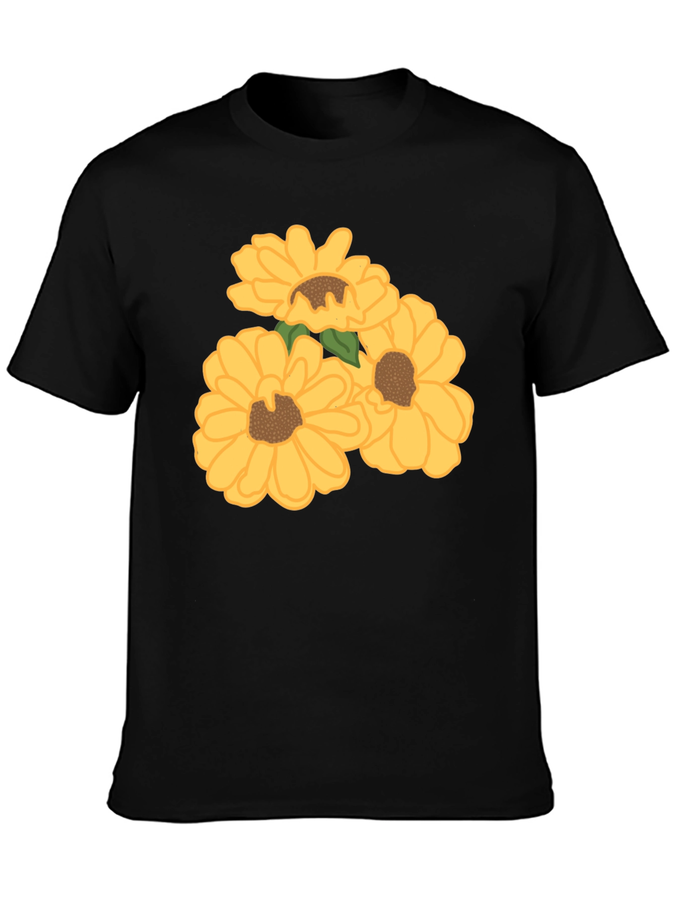 Black Sunflower Graphic Tee - Black Cotton Casual Shirt view 3
