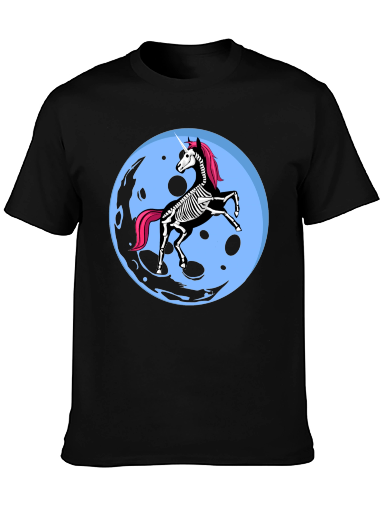 Unicorn Skeleton Moon Graphic T-Shirt - 3