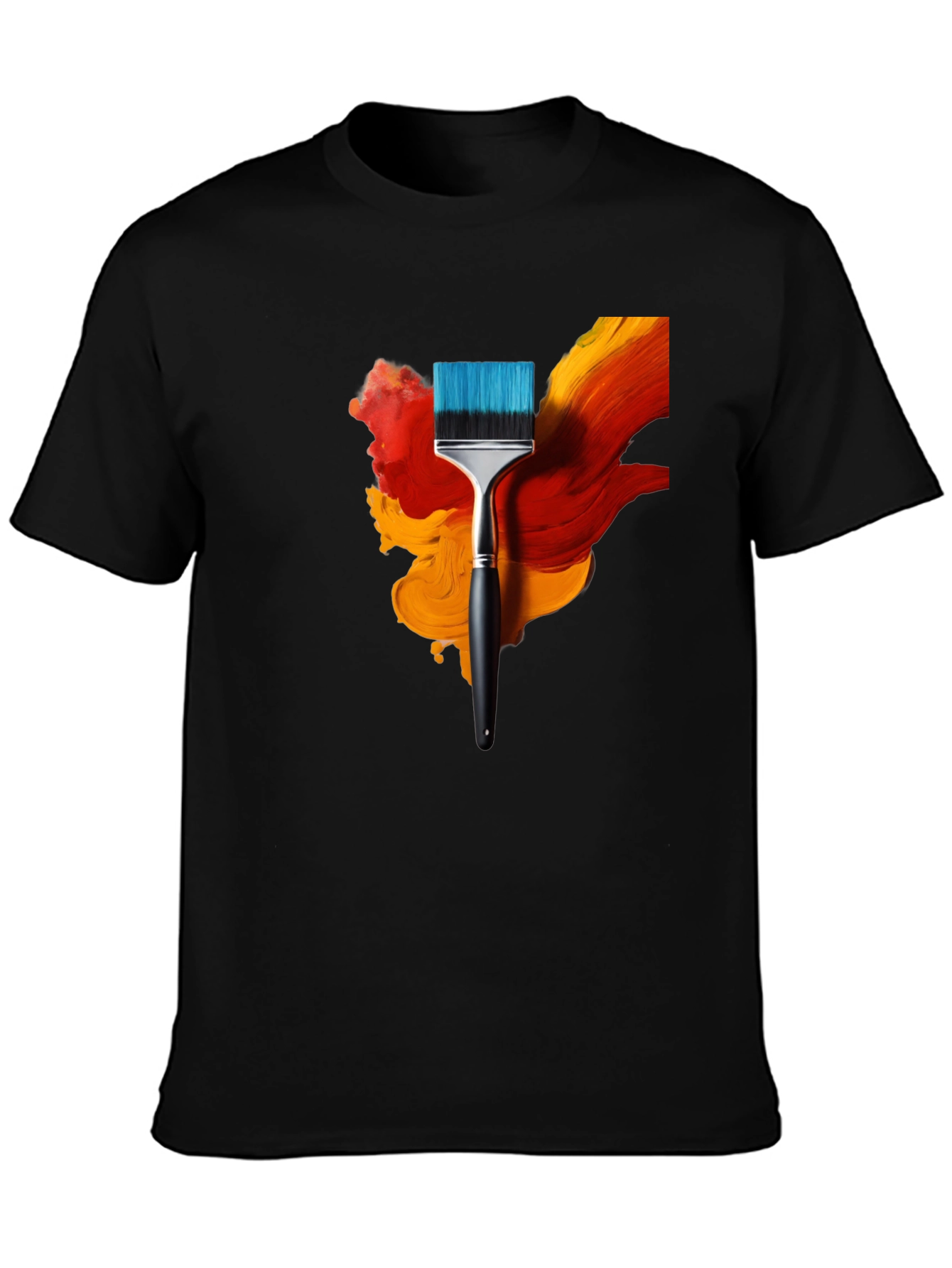 Black Abstract Paintbrush Graphic Tee - Artistic Design view 3