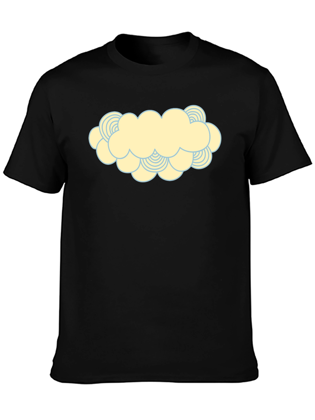 Black Cartoon Cloud Graphic Print T-Shirt view 3