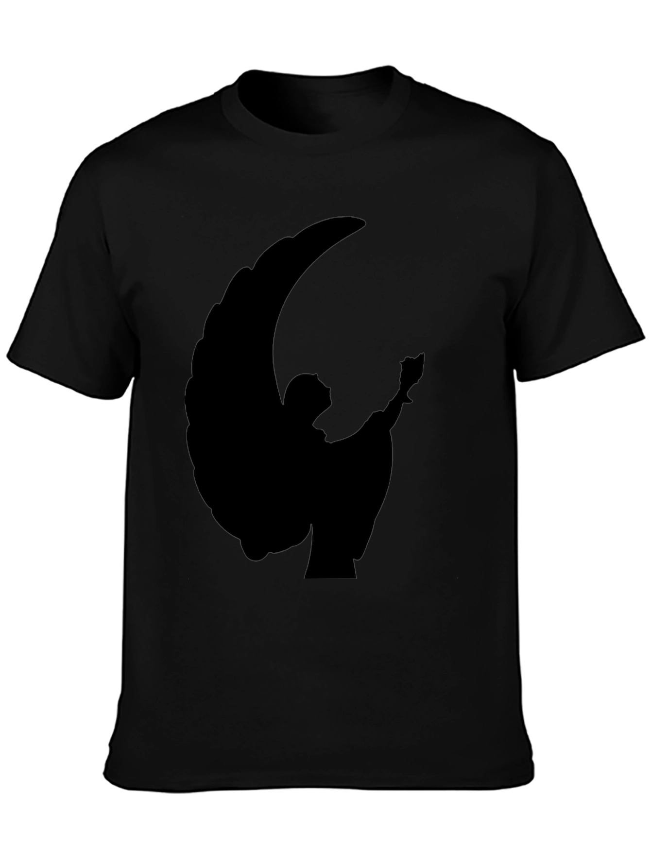 Black Angel Silhouette Black T-Shirt view 3
