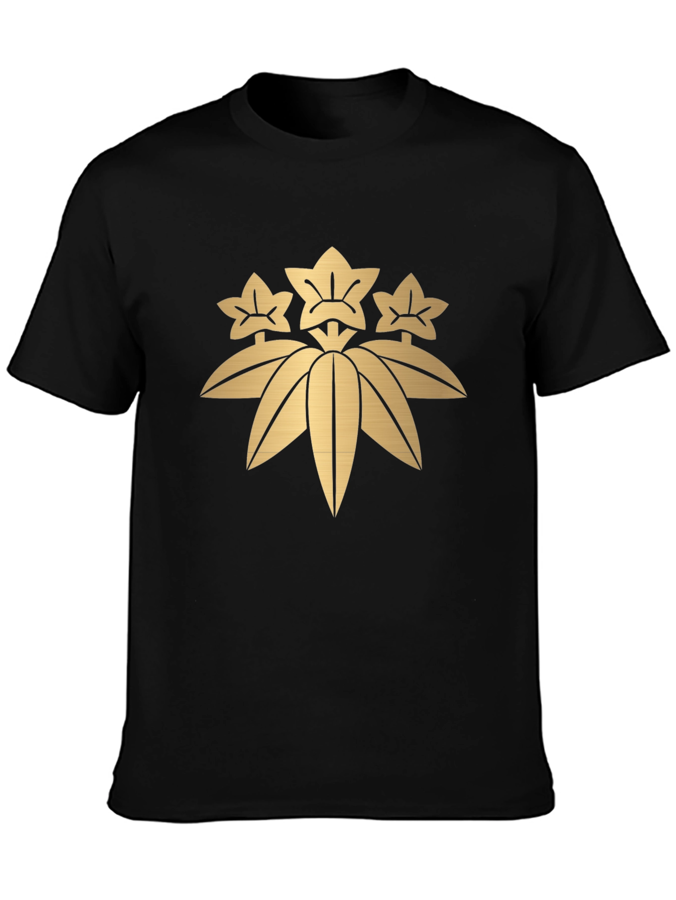 Black Japanese Clan Mon T-Shirt - Gold Design view 3