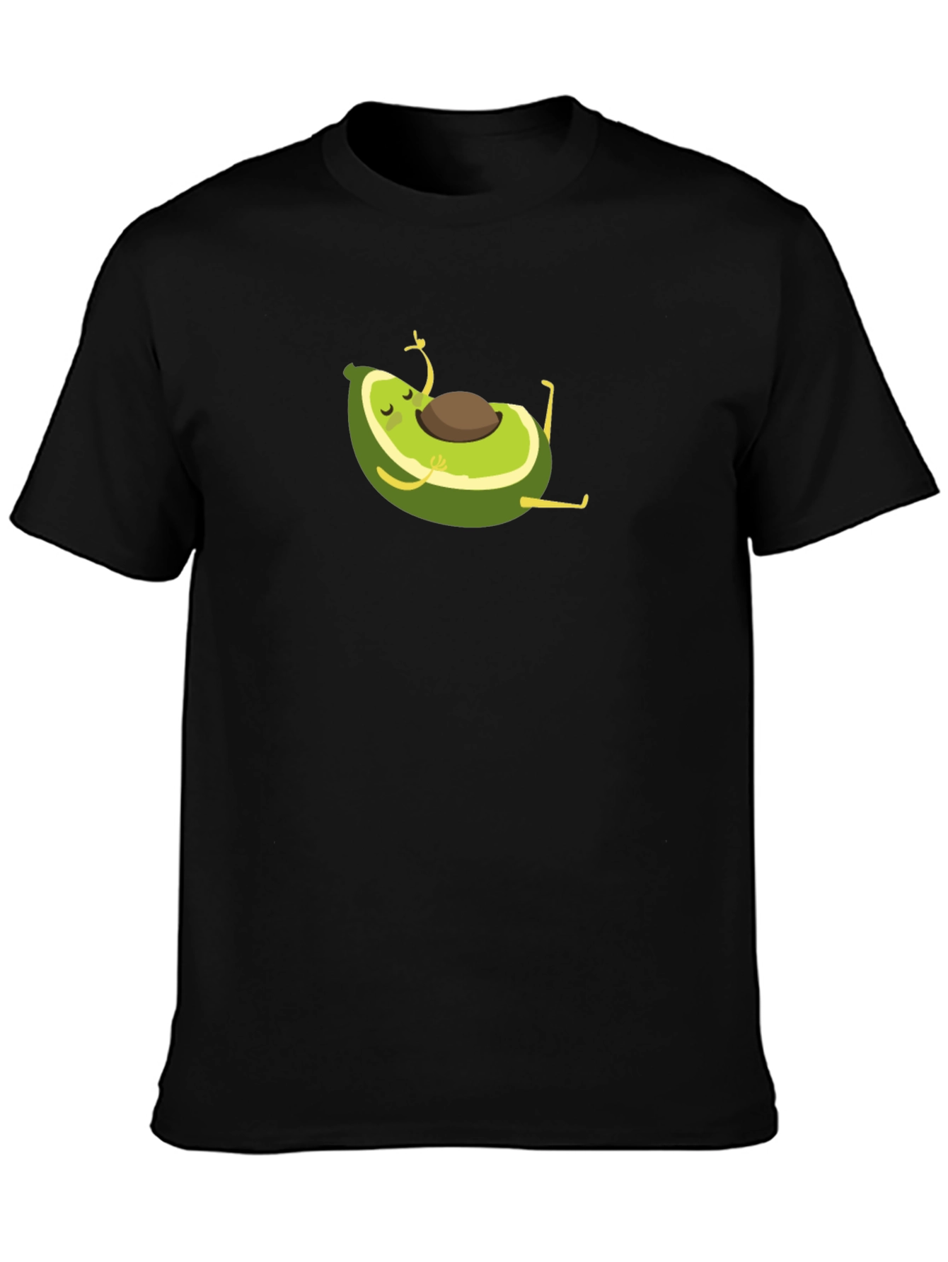 Black Yoga Avocado Black T-Shirt - Meditating Fruit Fun! view 3