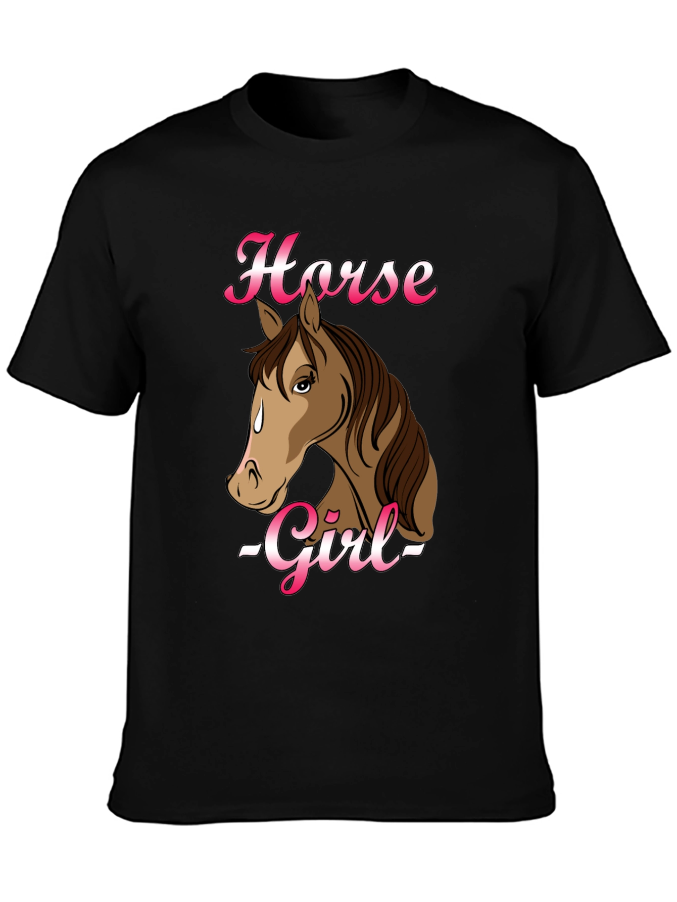 Black Horse Girl Graphic T-Shirt - Black Cotton Tee view 3