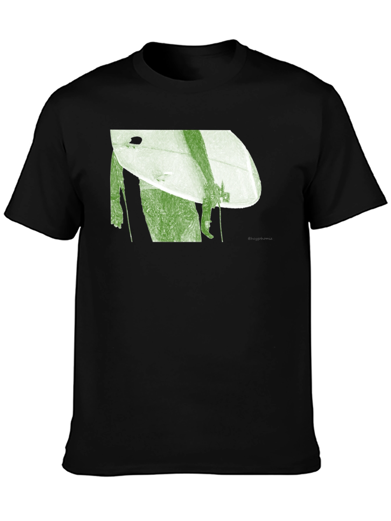 Black Surfer Graphic Tee - Black Cotton Blend view 3