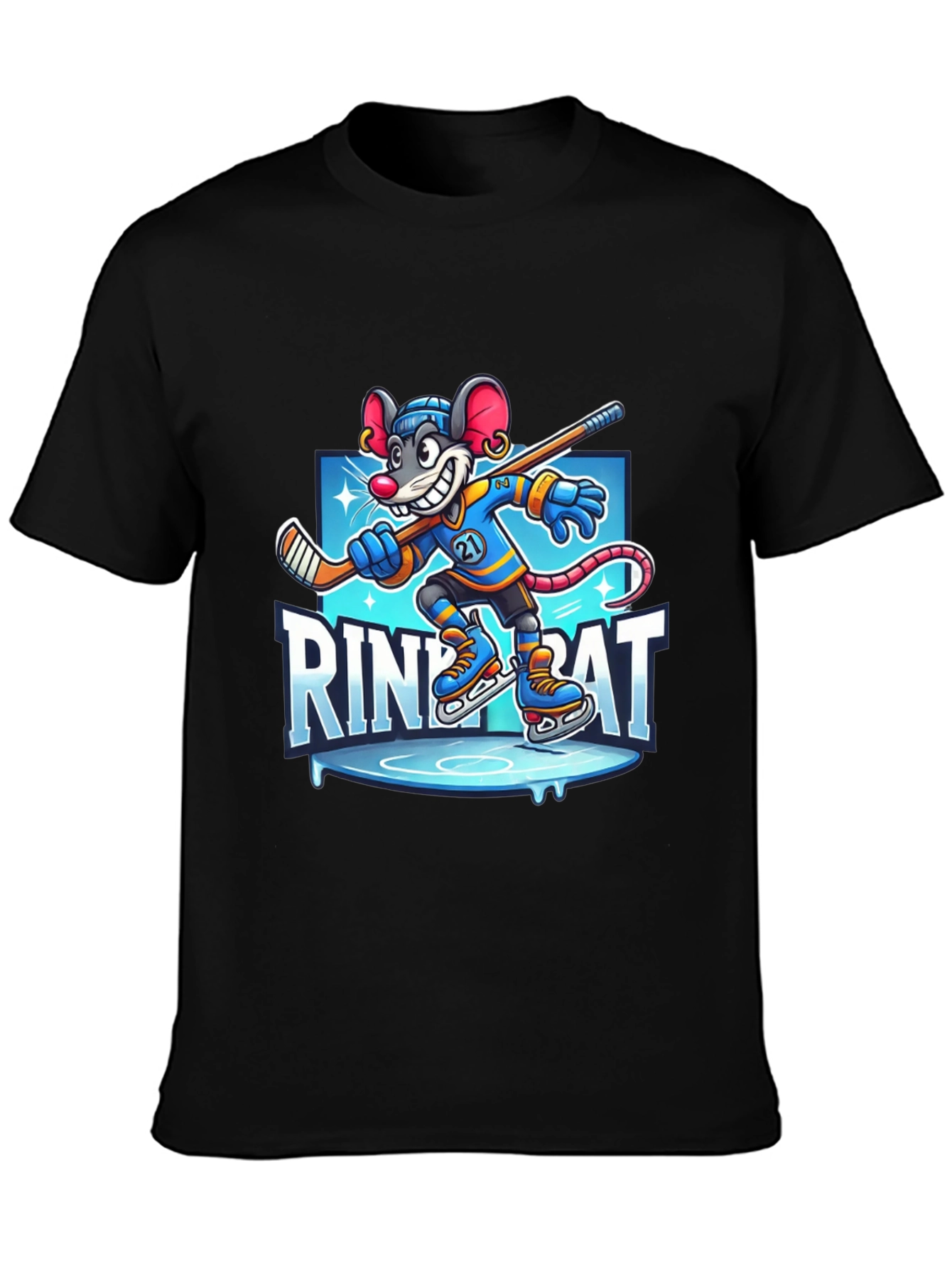 Black Rink Rat Hockey T-Shirt view 3