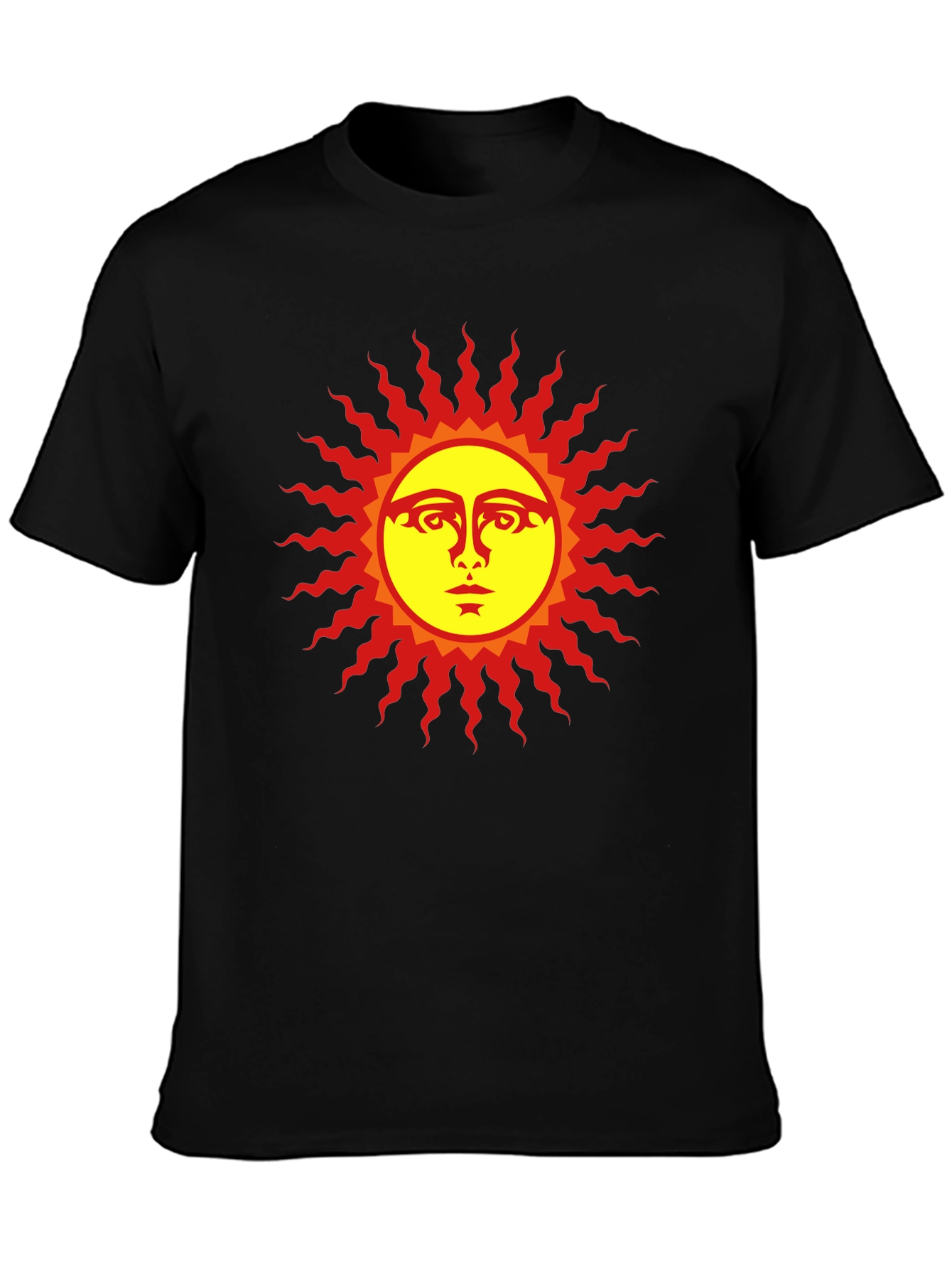 Black Sun Face Graphic Black T-Shirt view 3