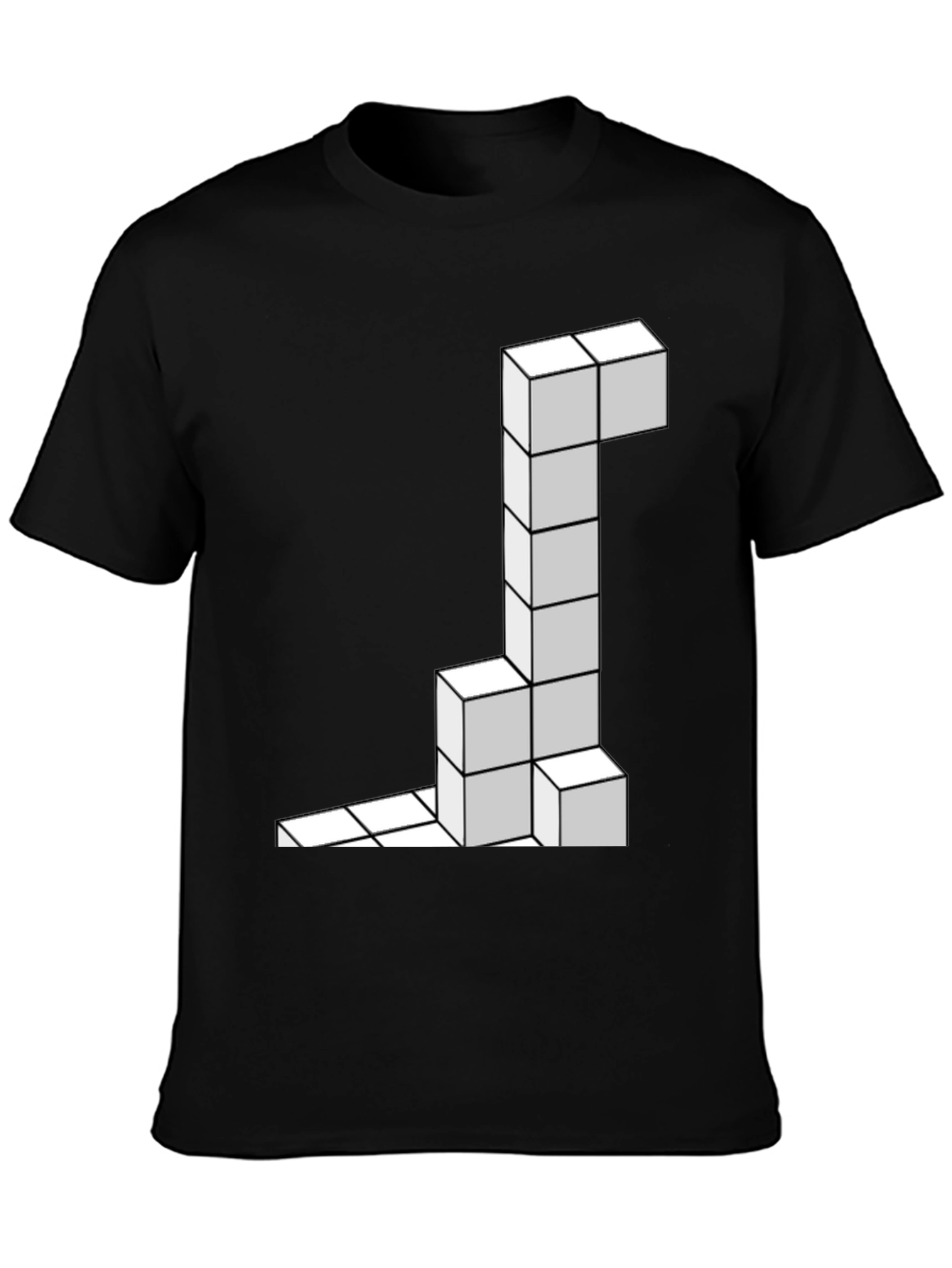 Black Tetris Block Black T-Shirt view 3