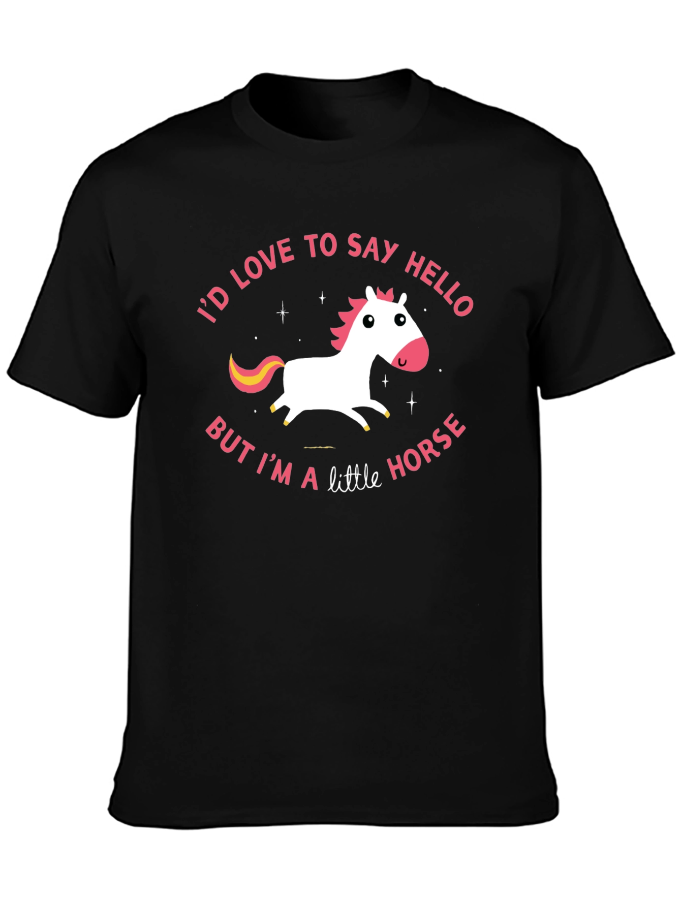 Black Cute Little Horse Graphic Tee view 3